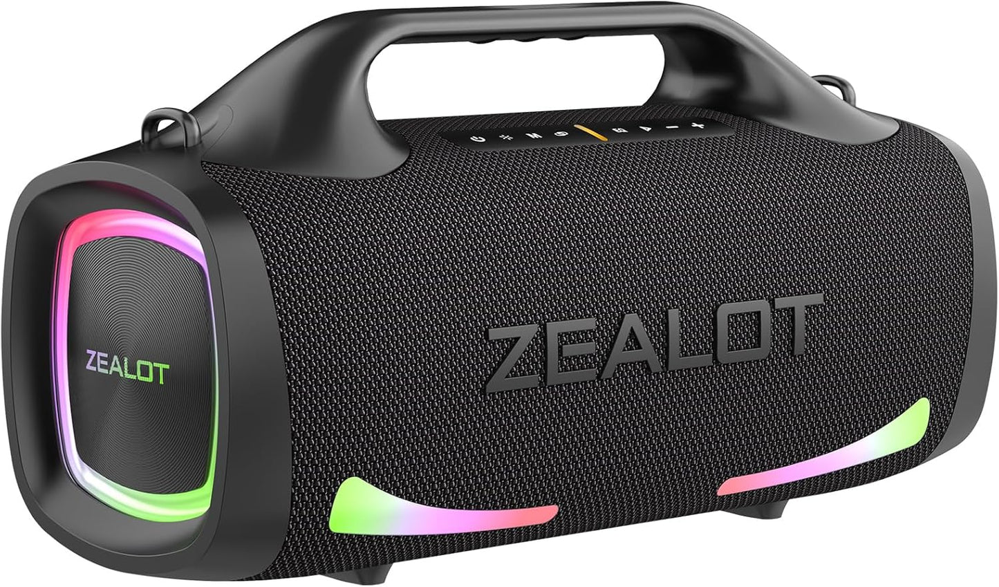 ZEALOT Bluetooth Speaker, 110W Peak(100W) Booming Sound Speakers Wireless, Dual Pairing, XBass, Bluetooth 5.3, 24000mAh Power Bank, Portable Outdoor Waterproof Speaker for Camping, Beach and Party