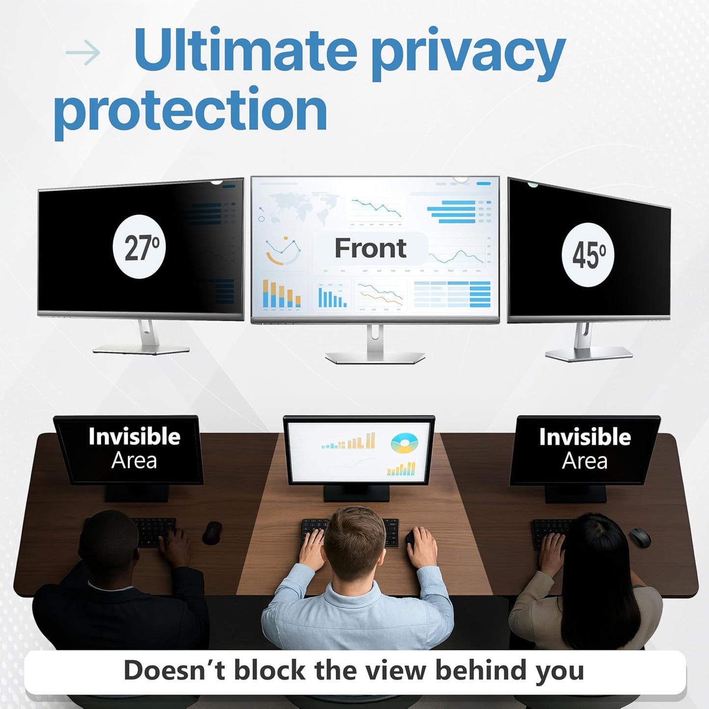 VINTEZ [2 Pack] 27 Inch 16:9 Privacy Screen for Computer Monitor and Laptop - Anti Glare Protector Film Blue Light Filter Eye Protection - Computer Screen Privacy Shield