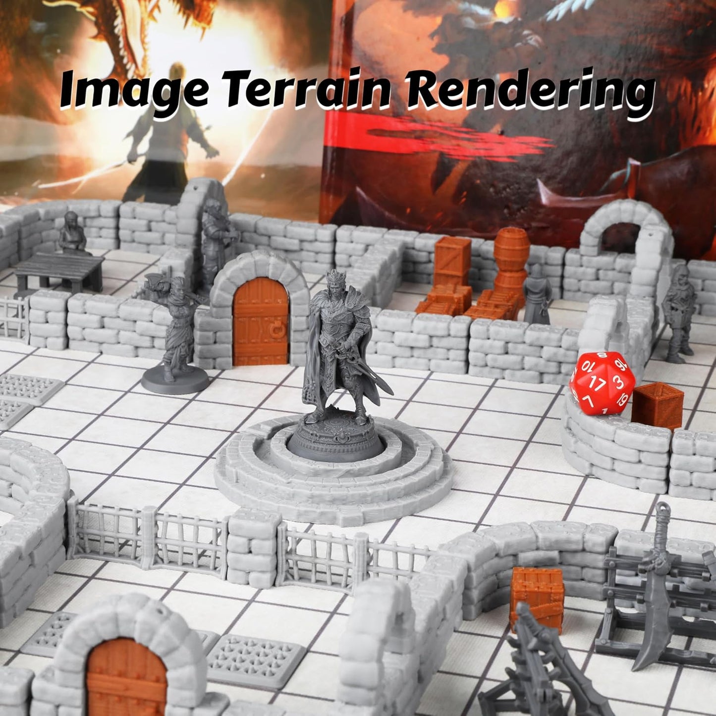 Dungeon Walls 40pcs 28mm Miniature RPG Terrain Modular System DND Building Accessories for Tabletop Role Playing Scenes, Gift of Christmas Halloween for DM (Expansion Pack 2)