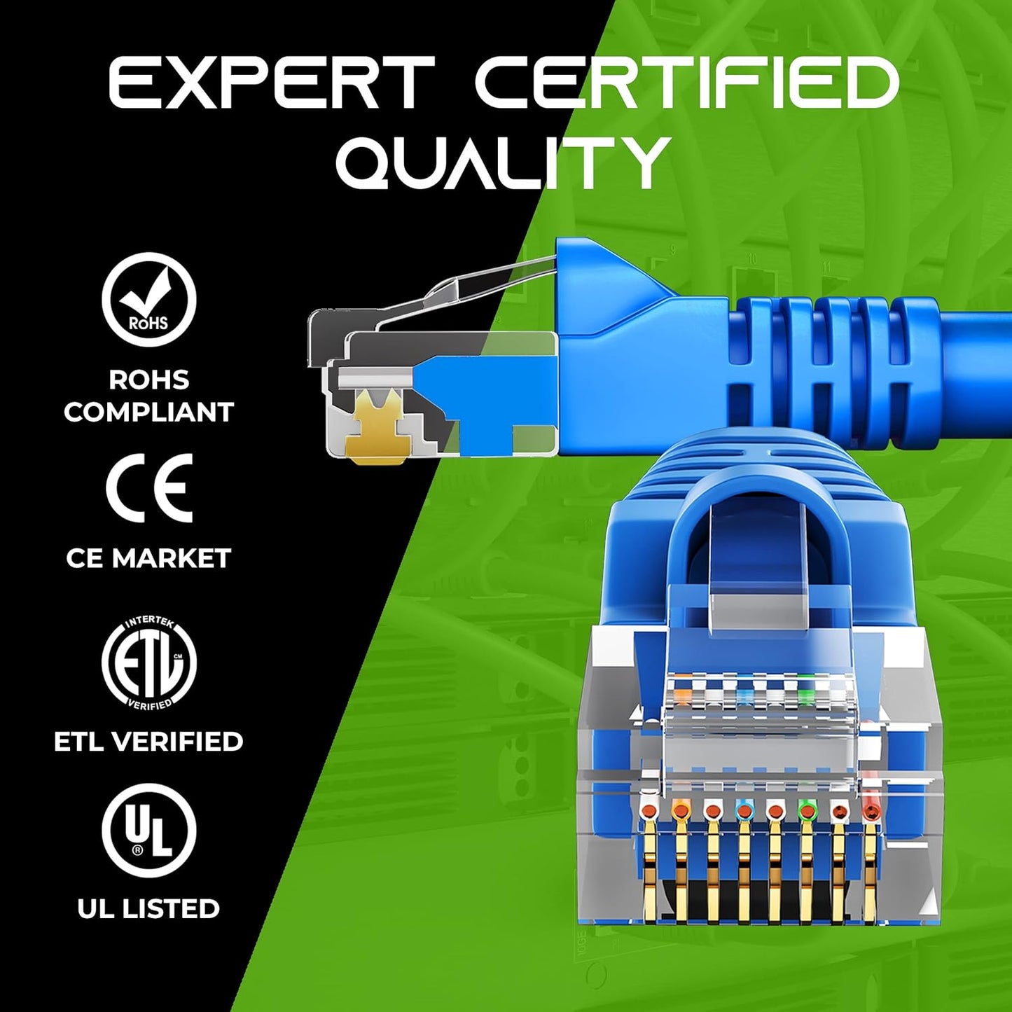 GearIT 50-Pack, Cat5e Ethernet Patch Cable 1 Foot - Snagless RJ45 Computer LAN Network Cord, Blue - Compatible with 48 Port Switch POE Rackmount 48port Gigabit