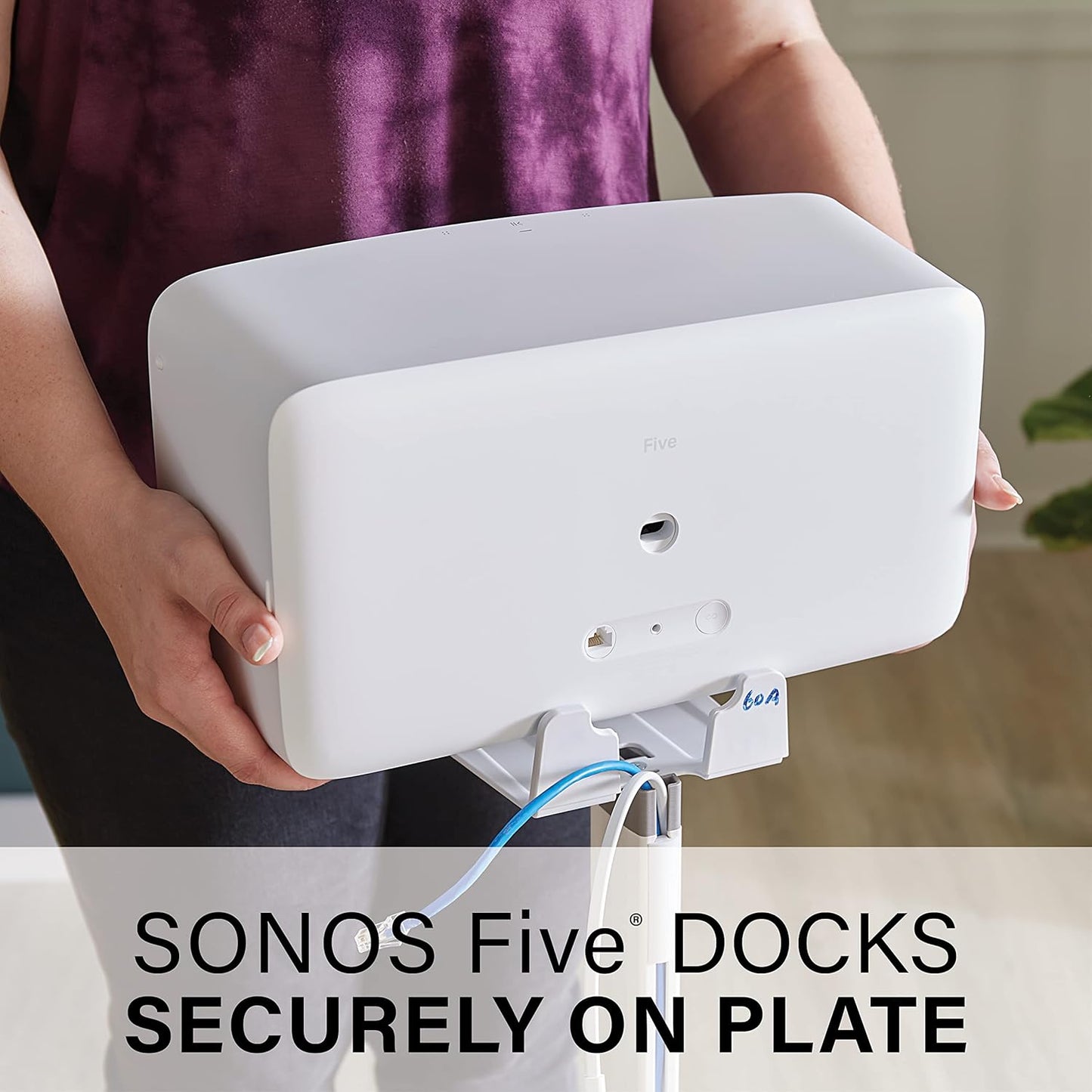 Sanus Wireless Speaker Stand for Sonos Five and Sonos Play:5 - Audio Enhancing Design for Vertical & Horizontal Audio with Built-in Cable Management & Premium Alloy Materials - OSS52 (White)