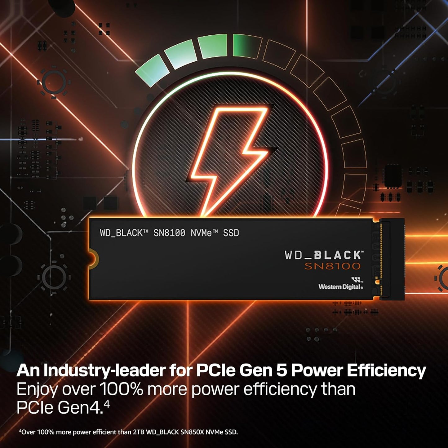 WD_BLACK 4TB SN8100 NVMe SSD Internal Solid State Drive - Gen 5 PCIe 5.0x4, M.2 2280, Seq. Read Speeds Up to 14,900 MB/s, Best for AI Applications, Gaming, and Video Editing - WDS400T1X0M