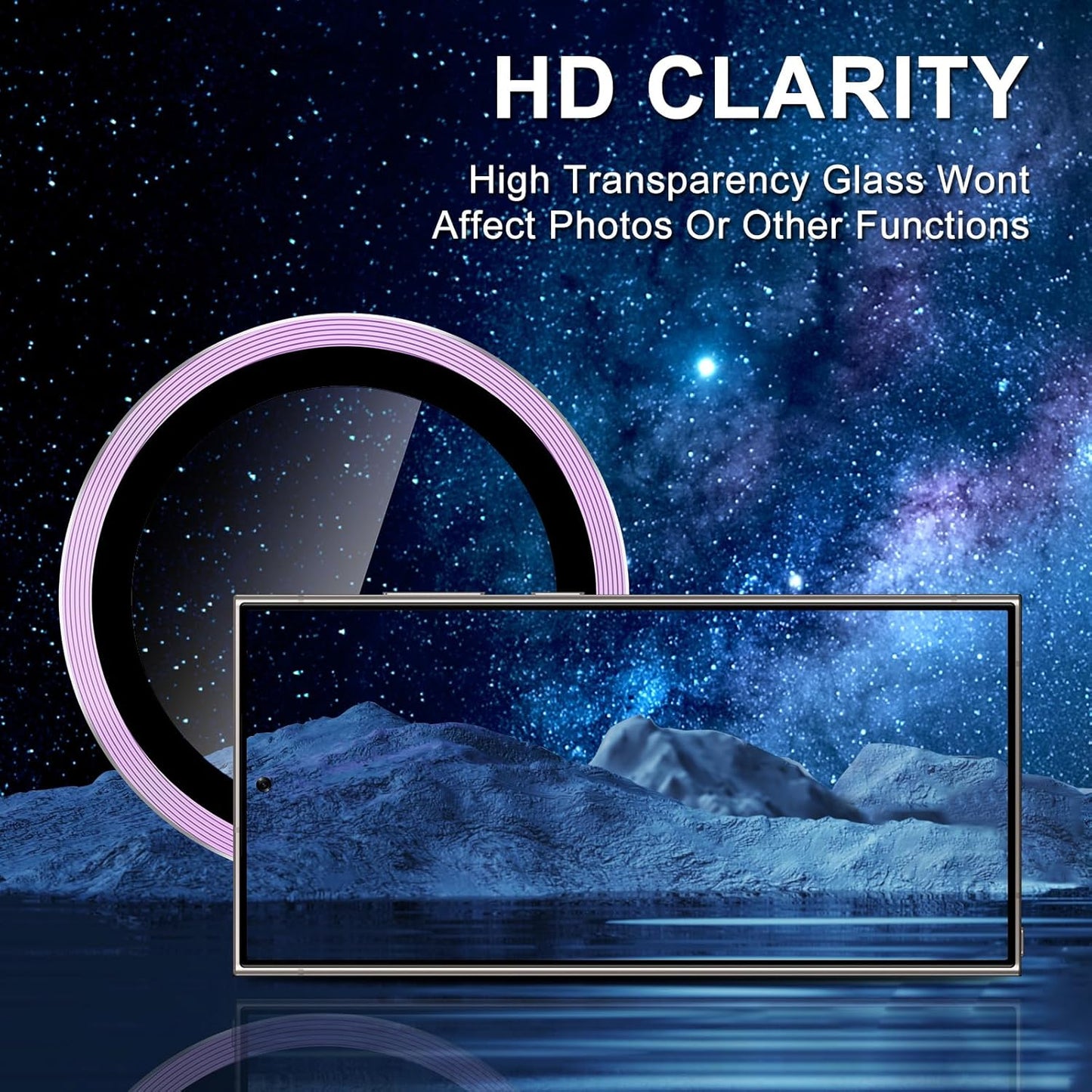 for Samsung Galaxy S23 Ultra Camera Lens Protector, Individual Metal Ring Tempered Glass Lens Cover, [Strong Adsorption] Scratch Resistant Ultra-Thin HD Clear Lens Cover, 1 Set-Purple