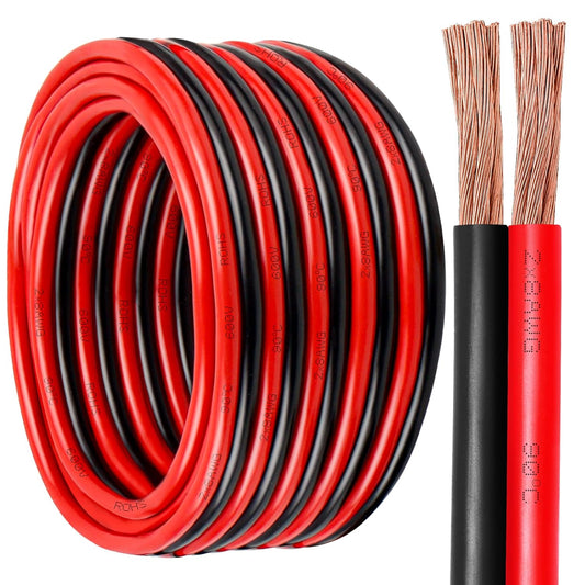 8 Gauge Wire 2 Conductors Copper Wire, 8 AWG Battery Cable Oxygen Free Copper Wire for Solar Panel, Automotive, Trailer, RV and Speaker (8 Gauge 20FT)