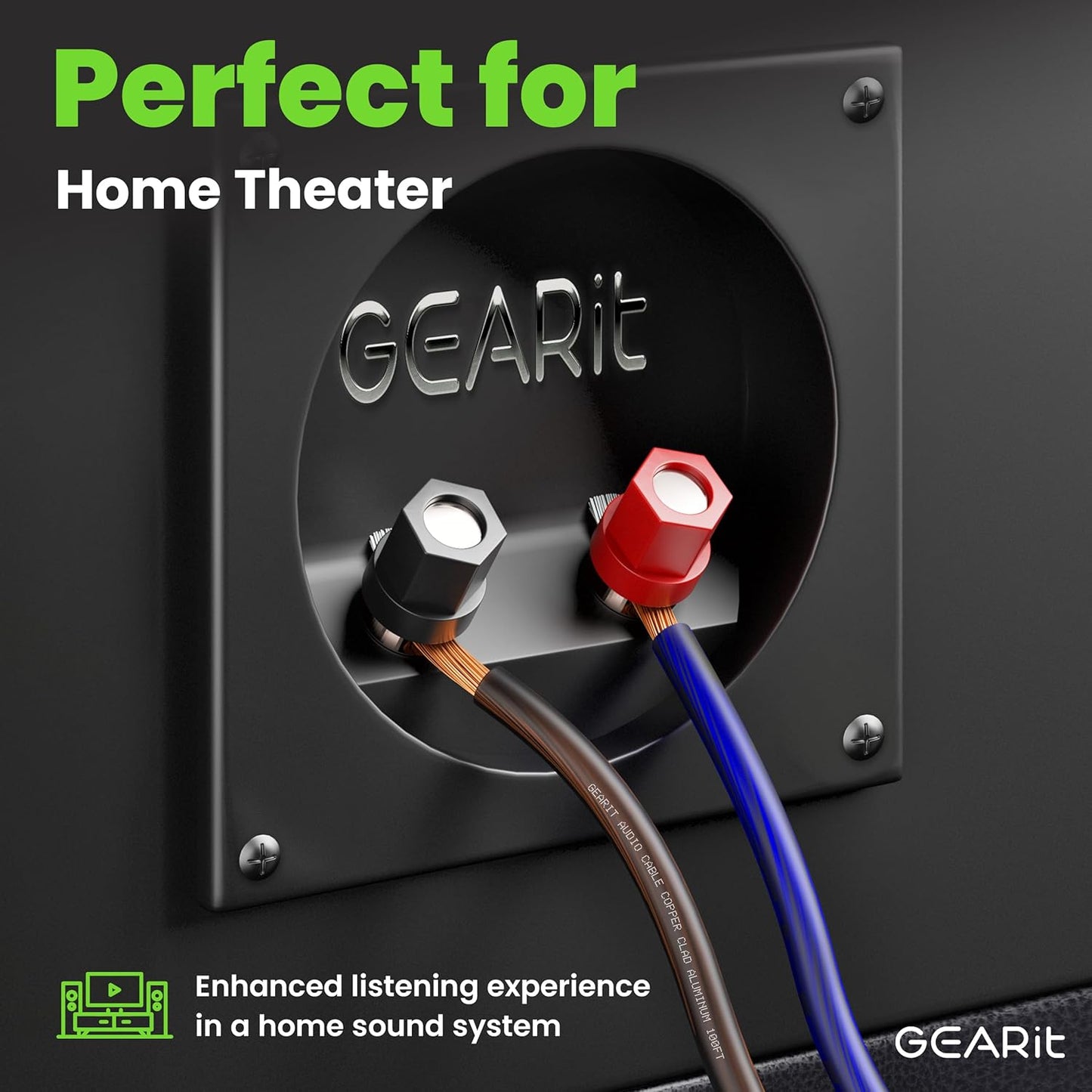 GEARit Speaker Wire 14 Gauge, Speaker Cable 100ft for Car Audio, Home Theater, CCA(Black Blue)