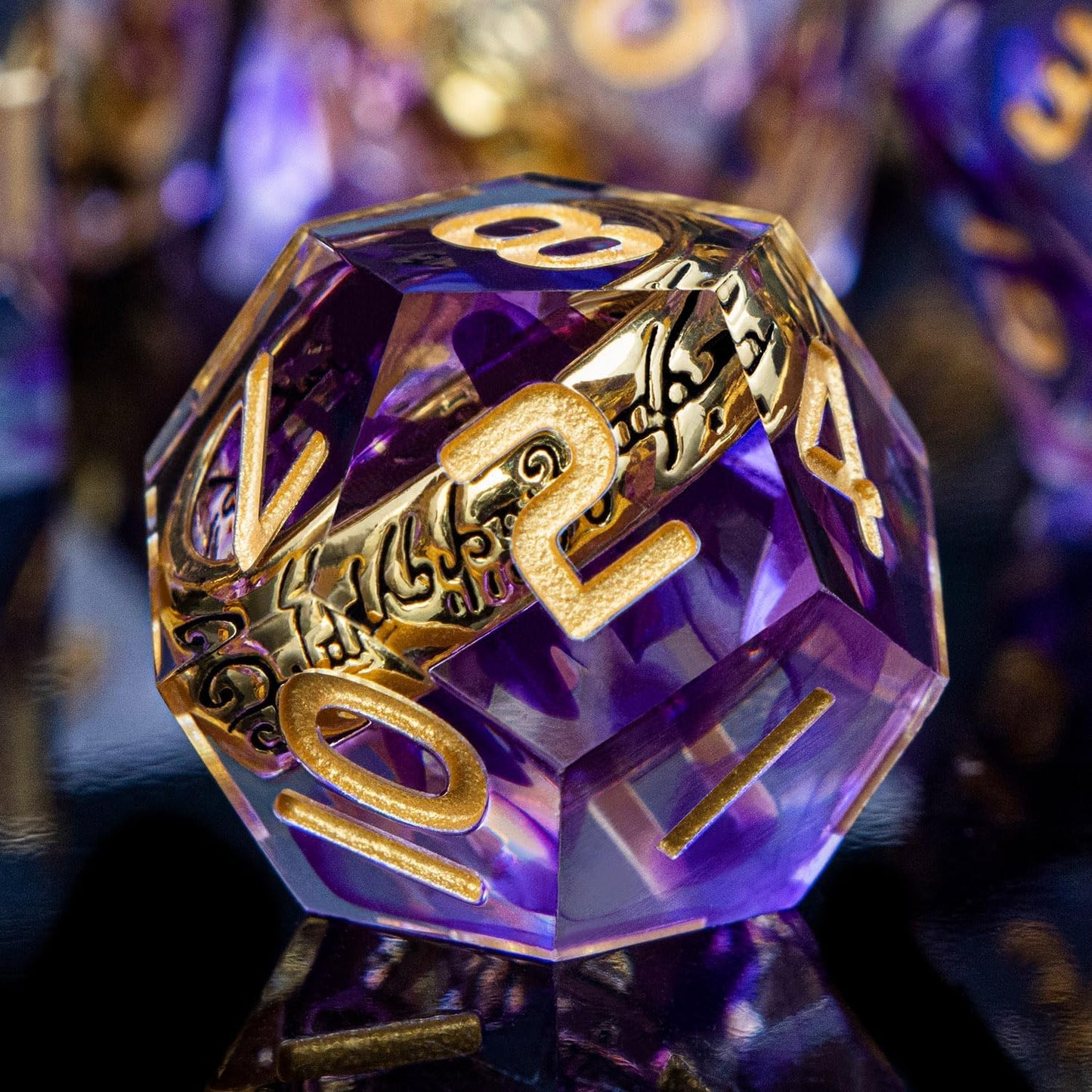 Magic Golden Ring DND Dice Set Sharp Edge Red Resin Dice with Box, for use with RPG D&D Tabletop Games Lord D and D Polyhedral Dice Set