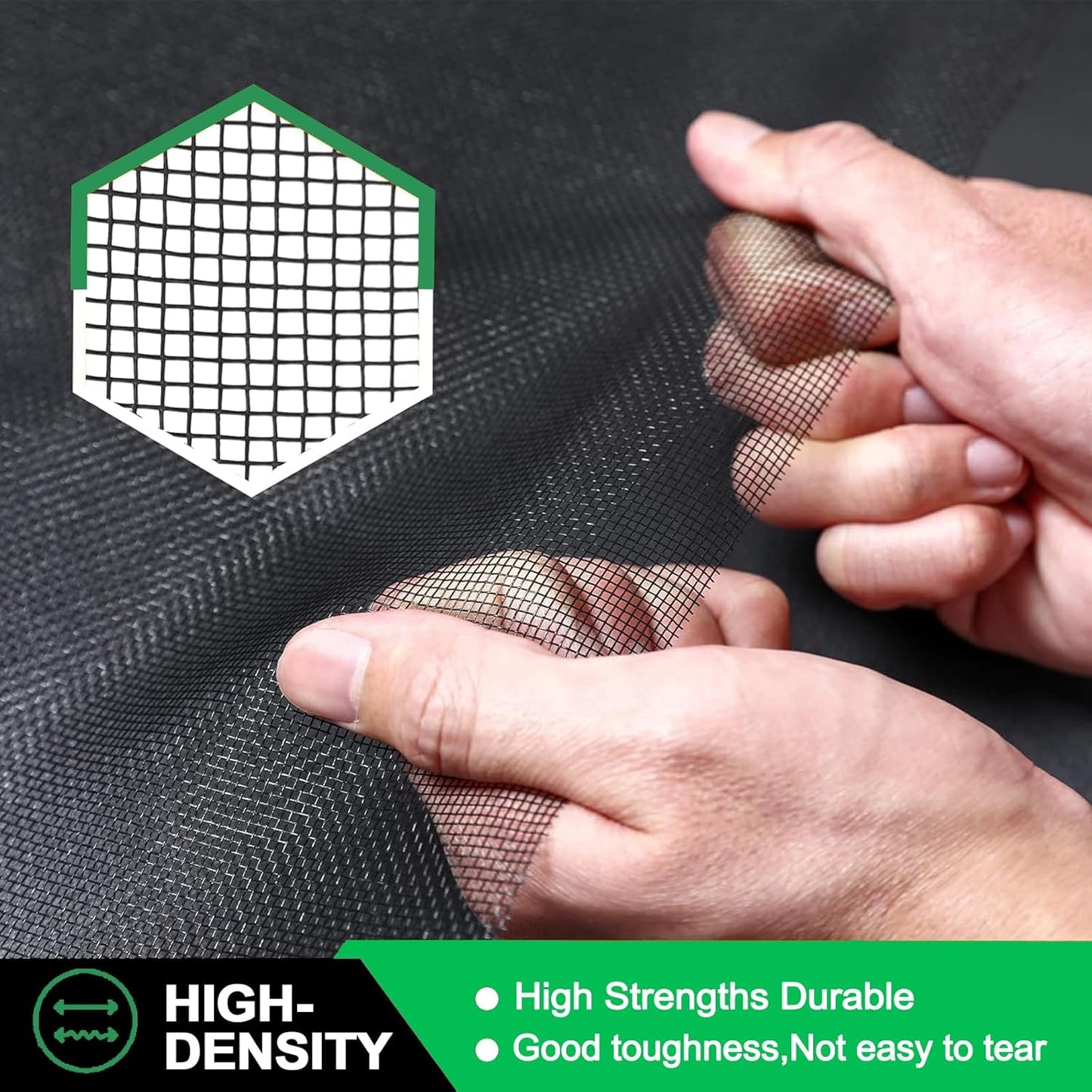 QWR Pet Proof Window Screen Replacement,39''x 360'' Heavy Duty High Hardness Vinyl Coated Wire-Like Mesh,Cat Resistant Screen Mesh for Sliding Screen Door,Patio,Windows(Rolled Package)