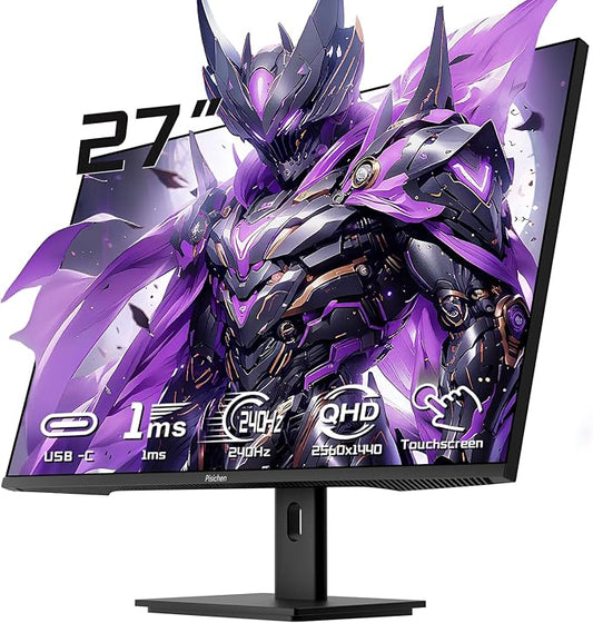 27 Inch Touch Screen Monitor 2K 240Hz QHD 2560x1440 IPS Computer Monitor, HDMI & Type C & USB & DisplayPorts, 10-Point Multi Touch PC Display for Business & Gaming, Frameless, 240Hz, VESA