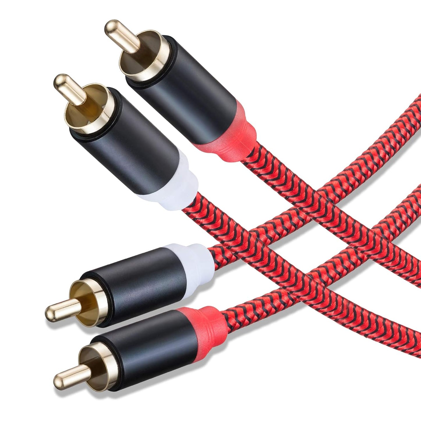 RCA Cable 50Ft,2Rca Male to 2-Rca Male Audio Stereo Subwoofer Cable [Hi-Fi Sound] Nylon-Braided Auxiliary Audio Cord for Home Theater, HDTV, Amplifiers, Hi-Fi Systems,Speakers and etc(50Ft/15M)