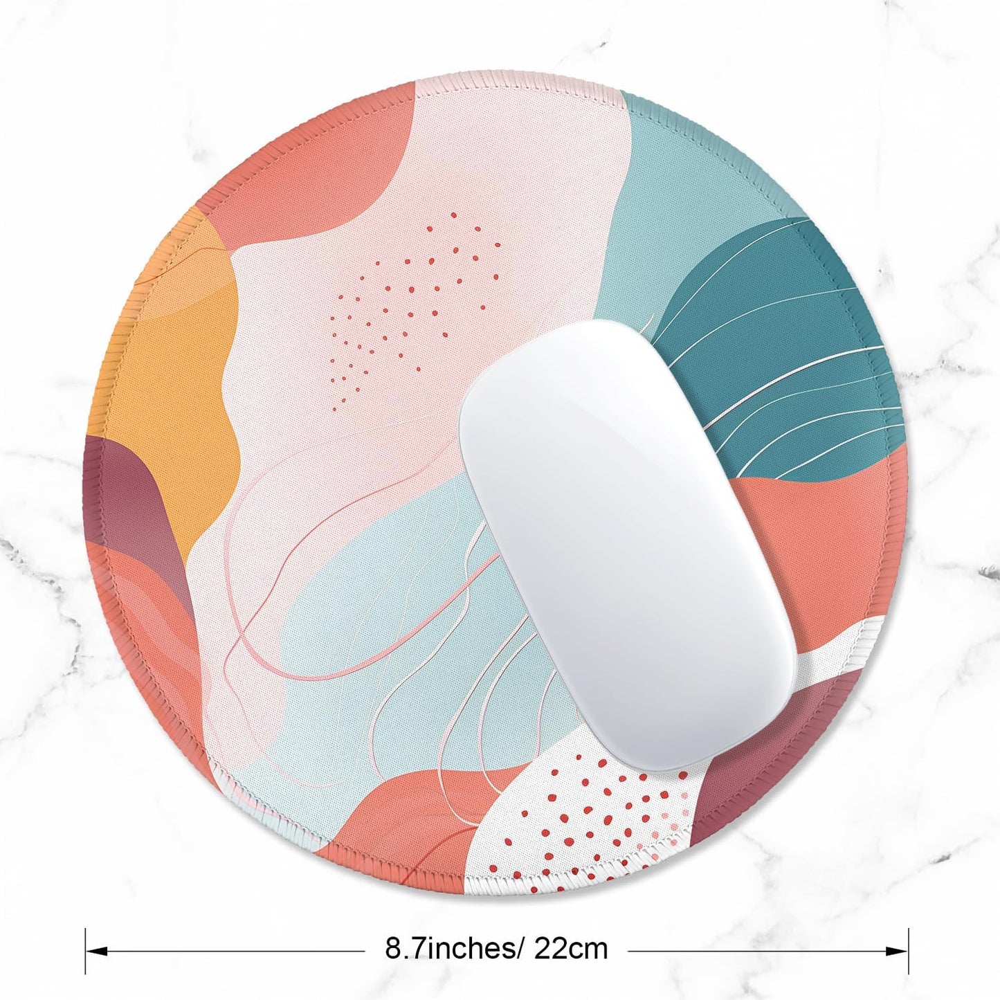 ITNRSIIET Round Mouse Pad with Stitched Edge Premium-Textured Waterproof Non-Slip Rubber Base Desktop Protection Mat Diameter 8.7 inches, Art Style Pattern