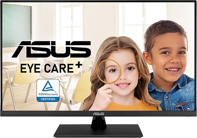 ASUS 31.5” 4K HDR Eye Care Monitor (VP327Q) – UHD (3840 x 2160), 99% sRGB, HDR-10, Adaptive-Sync, Speakers, DisplayPort, HDMI, Flicker Free, Blue Light Filter, VESA Mountable,Black
