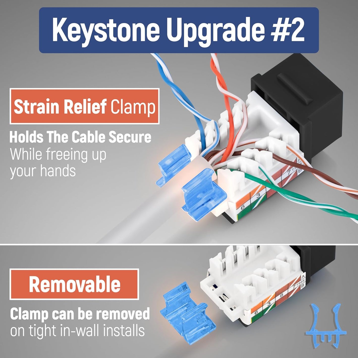 Everest 45° Angled RJ45 Cat5e Keystone Jacks 20-Pack in Black - Slim Profile Female RJ45 Connectors - Cat 5e Keystone Jack - Compatible with 45° Angled Speed Termination Tool - 45Term (B0BL3GS7ZY)