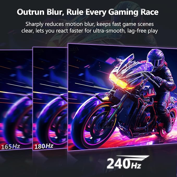 Z-Edge 24 inch 240Hz 165Hz Gaming Monitor, FHD 1080p, MPRT 1ms, IPS Monitor Gaming, 350nits, 16.7M Colors, 99% sRGB, UG24PJ Frameless Bezel, DP x1, HDMI x1(Black)