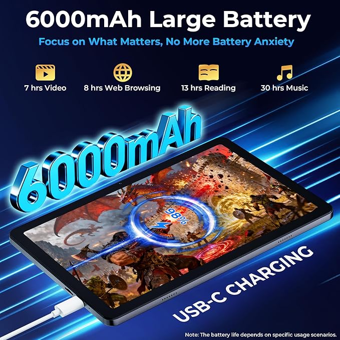 Android 16 Tablet,10 Inch IPS 120Hz Smooth Display,20GB+64GB+2TB Expandable, Octa-Core CPU,6000mAh Battery, Dual-Band WiFi, GPS,Face ID,Kids Tablets with Parent Control,Computer Tablet with Case,Grey