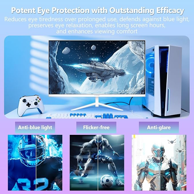 Z-Edge 24 inch 240Hz 165Hz Gaming Monitor, FHD 1080p, MPRT 1ms, IPS Monitor Gaming, 350nits, 16.7M Colors, 99% sRGB, UG24PJ Frameless Bezel, DP x1, HDMI x1(White)