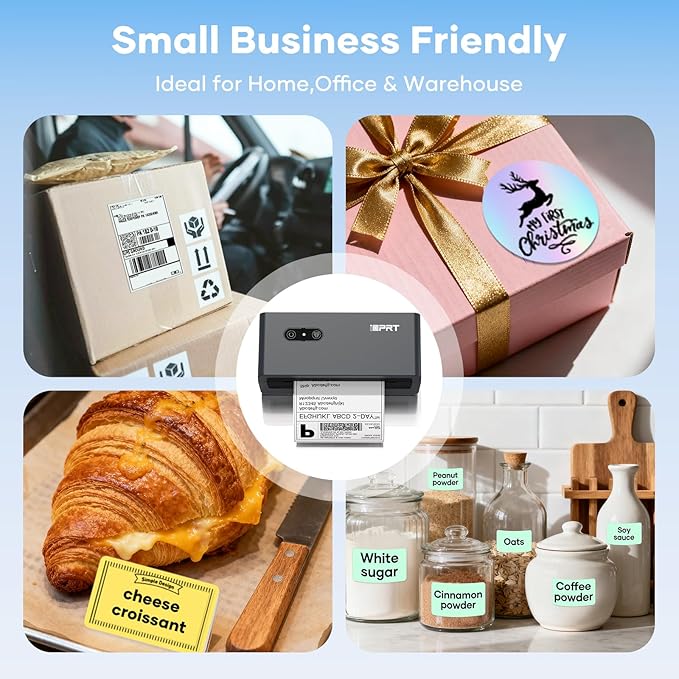 iDPRT 4x6 Shipping Label Printer Bluetooth Portable - Thermal Mobile Printer for Small Business, Compatible with iPhone, Android, Windows, macOS, Supports Amazon, Ebay, Walmart, FedEx