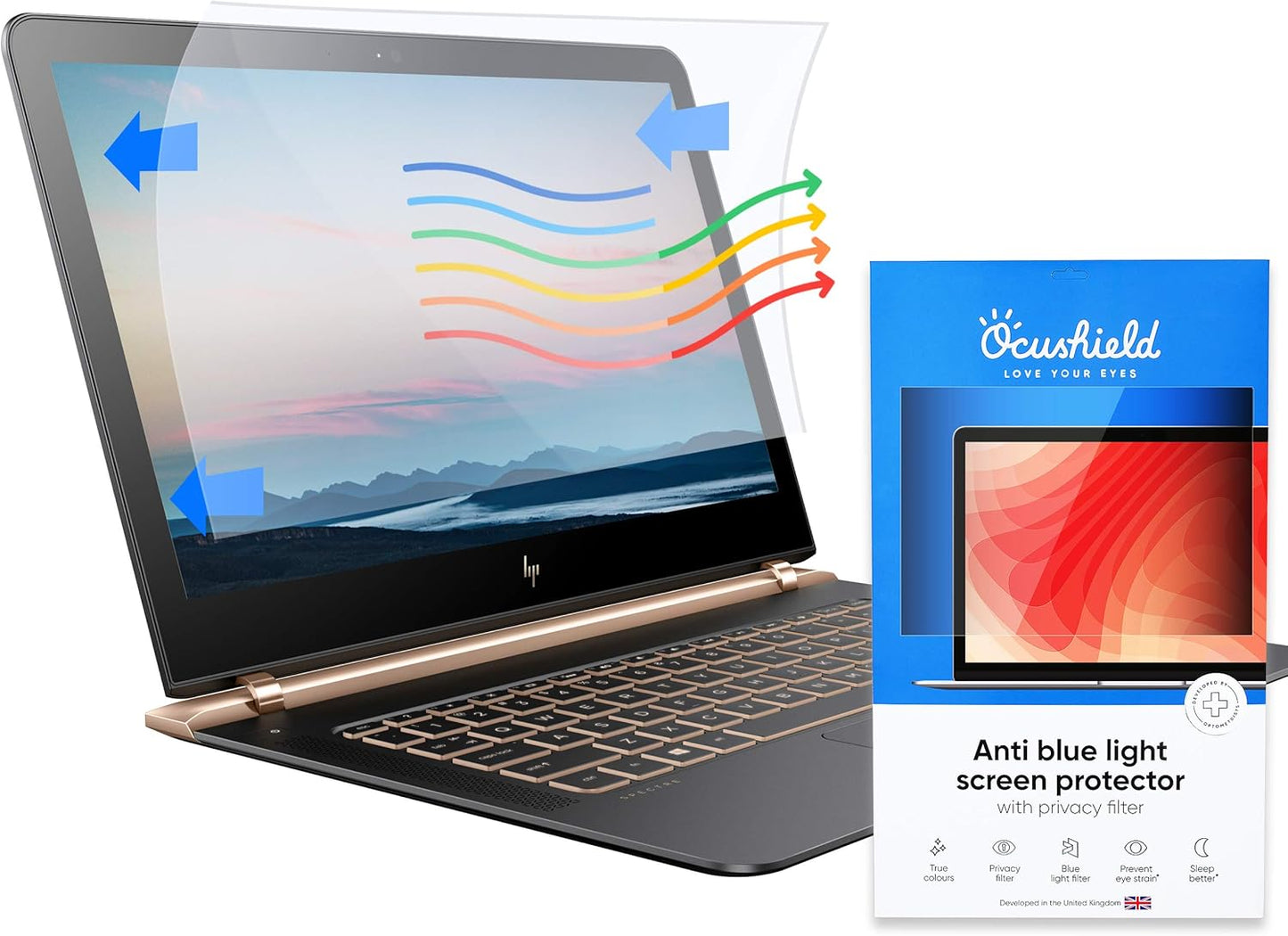 Ocushield 12.5” (16:9) Premium Anti Blue Light Screen Protector with Privacy Filter for Laptops and Computer Monitors - Anti-Glare - Easy Install - Anti-Fingerprint - Reduce Eye Fatigue (277 x 156 mm)