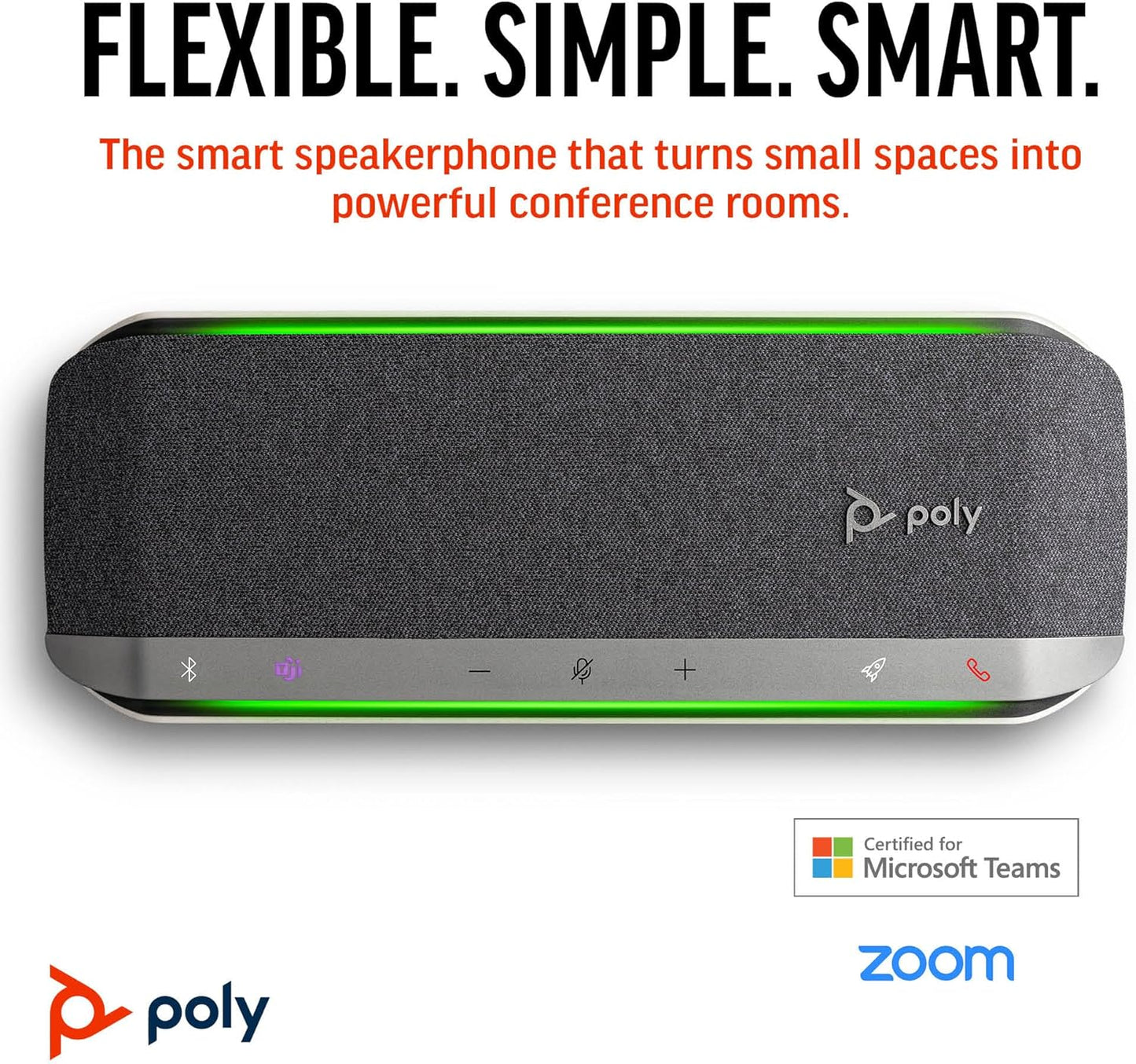 Poly Sync 40 Smart Speakerphone (Plantronics) - Flexible Workspaces - Connect to PC/Mac via USB and Smartphones via Bluetooth - Certified for Microsoft Teams – Amazon Exclusive