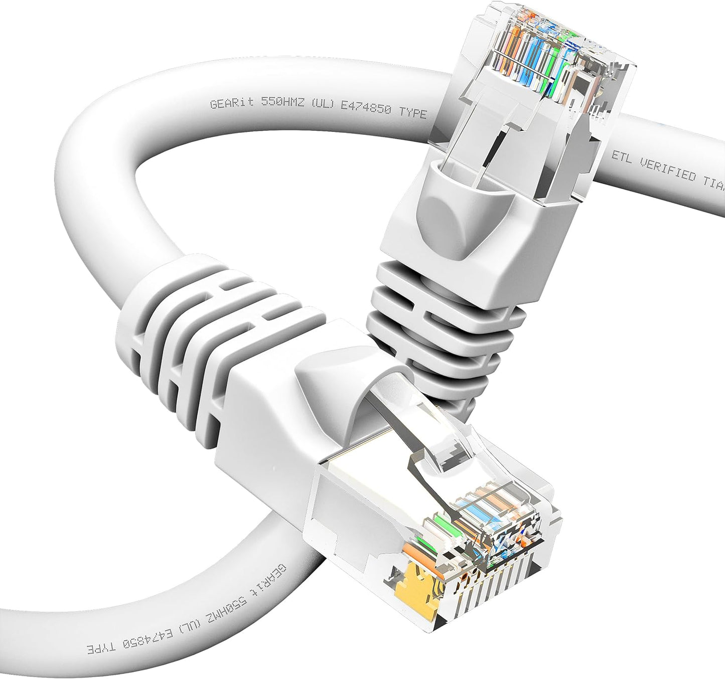 GEARit Cat 6 Ethernet Cable (1-Pack 1 Foot) Cat6 Network Patch, 10Gbps, RJ45, Snagless Cord, Gold-Plated Connectors, Internet for PC, TV, Tablet, Router, Printer, Servers, IT Data Center - White