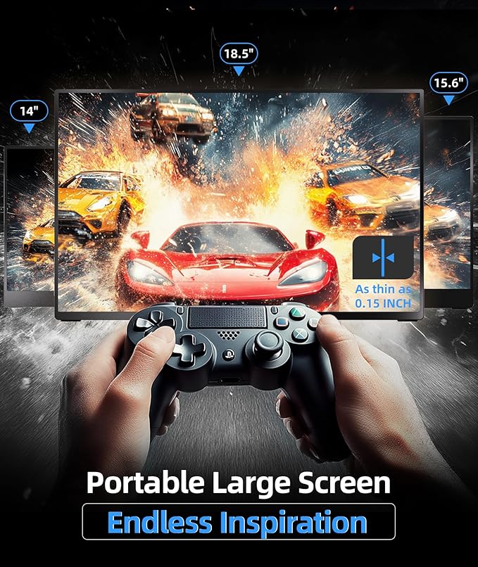 Ingnok Portable Monitor, 18.5 Inch FHD 1080P 100% sRGB Laptop Screen Extender USB C HDMI Portable Gaming Monitor w/Smart Cover & Speakers, External Monitor for Laptop Mac PC