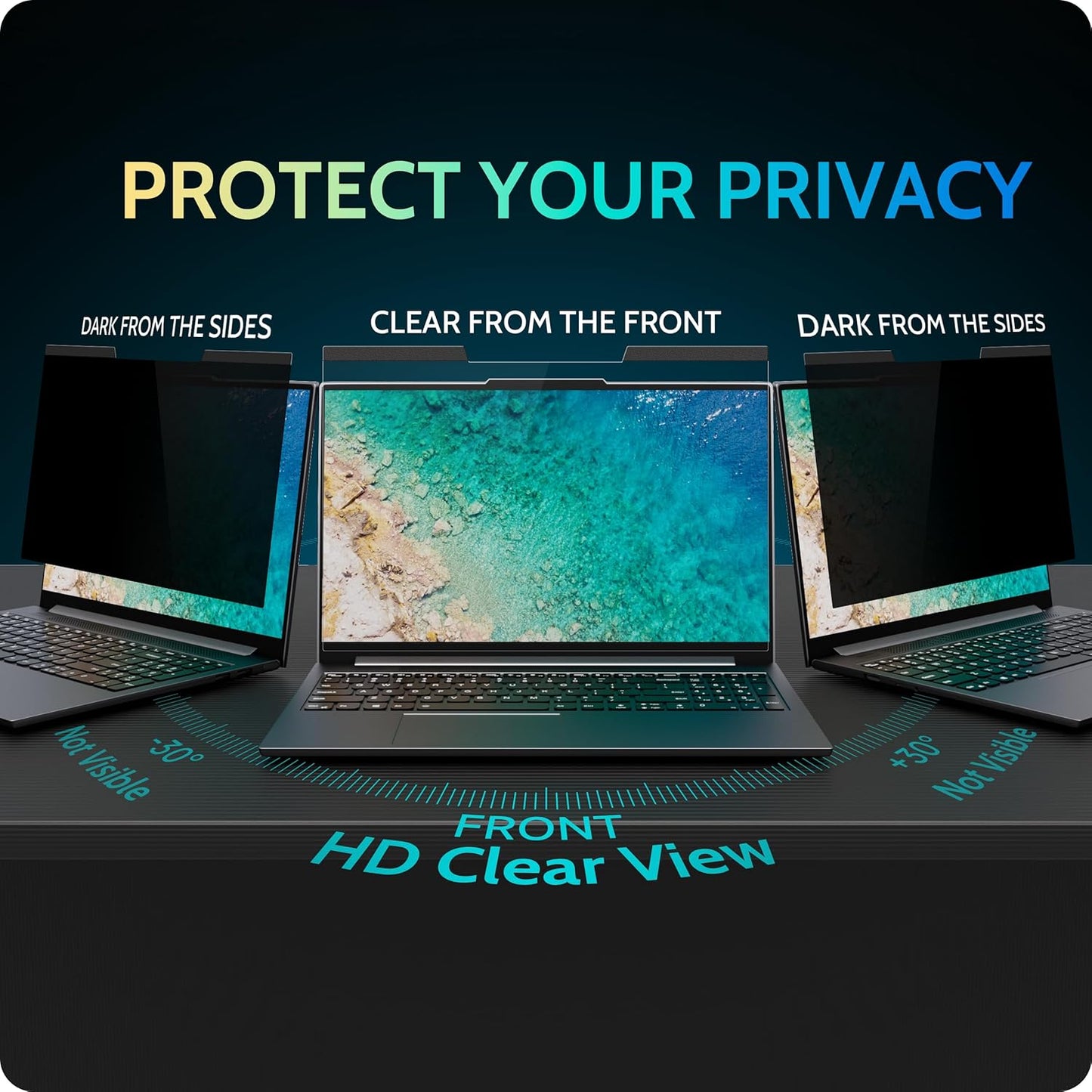 Magnetic Laptop Privacy Screen 16 inch for 16:10 Computer Monitor, 16" Removable Anti Glare Protector Blue Light Filter Shield Compatible with Lenovo Hp Dell Acer Asus Thinkpad Envy Xps