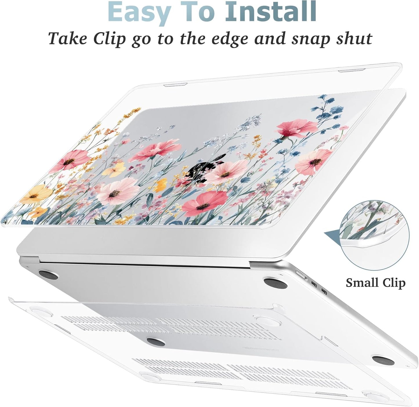May Chen for MacBook Air 13.6 Inch Case 2025/2024/2023/2022 Release (Model A2681 A3113 A3240, M2 M3 M4 Chip) – Hard Shell Laptop Cover with Keyboard Cover & Screen Protector，Wildflower
