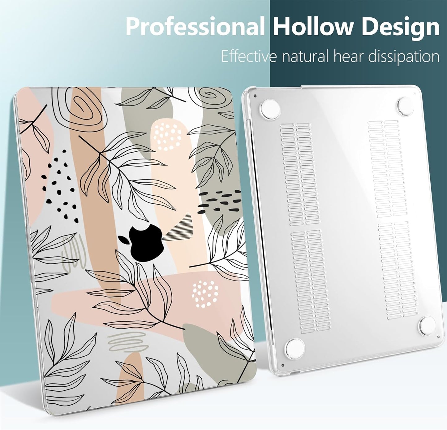 TWOLSKOO for M4 MacBook Air 13.6 inch Case 2025-2022 Release M4 A3240 M3 A3113 M2 A2681, Plastic Hard Shell & Screen Protector & Keyboard Cover & Trackpad Film, Tropical Leaves