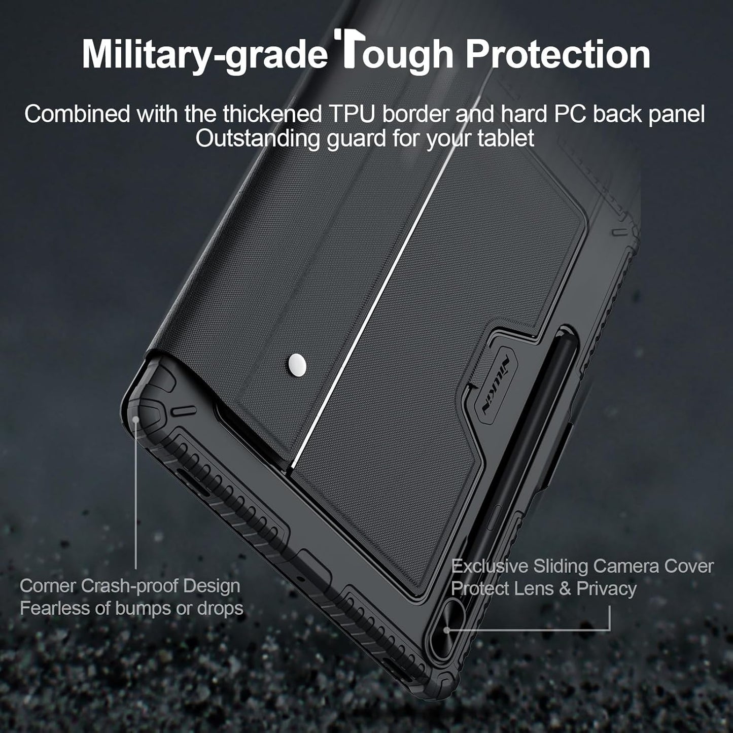 Nillkin for Samsung Galaxy Tab S9 11” Case with Detachable Keyboard, Multi-Touch Trackpad, 7-Color Backlit, S Pen Holder, Rugged Keyboard Case with Camera Cover for Samsung Tablet S9