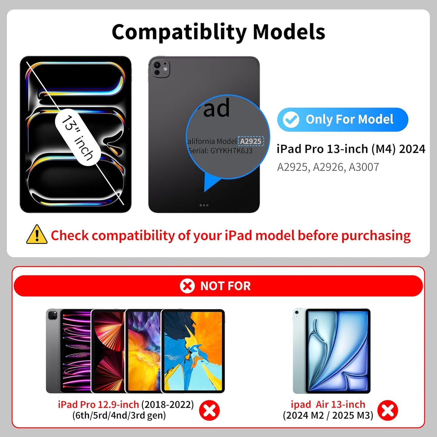 iPad Pro 13 inch case 2024 with Keyboard, Keyboard Case for iPad Pro 13-inch (M4, 2024) with 7 Colors Backlight, Multi-Touch Trackpad, Easy-Set Magnetic Stand, Auto Sleep/Wake (White)