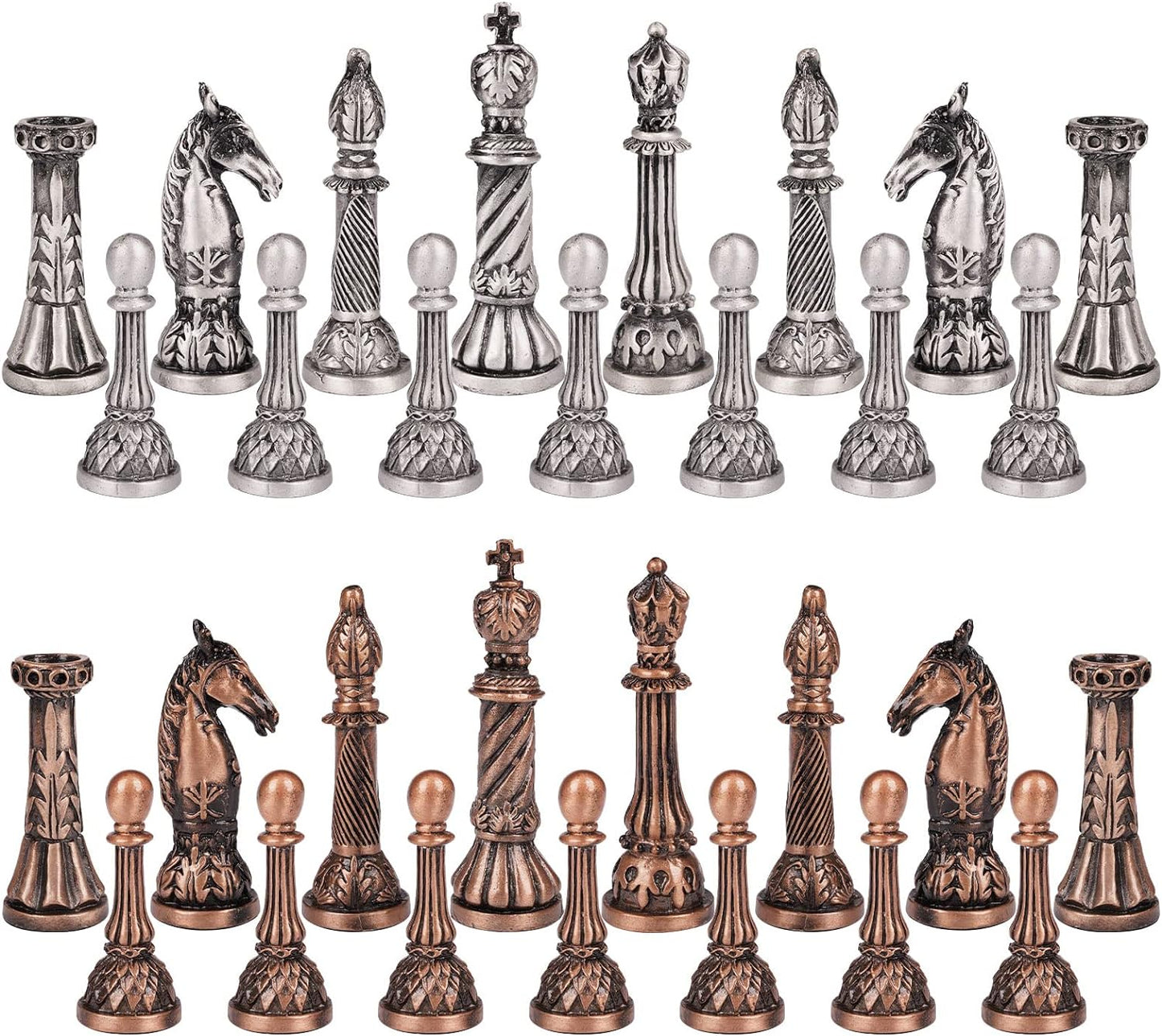 Retro Metal Chess Set for Adults and Kids – Marbling Chess Board with Chess Pieces – Travel Chess Set with Metal Pieces – Folding Chessboard – Ideal for Beginners and Professional Players