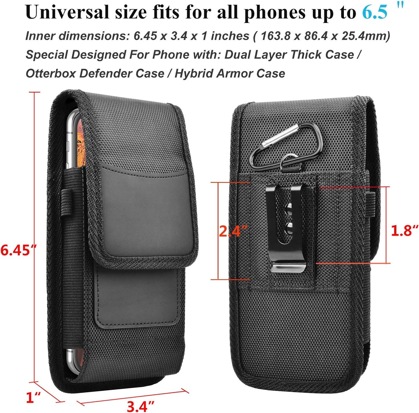 Njjex Phone Holster for Motorola Moto G 5G 2025 G Stylus 2023 G Power 5G 2024 G Play G Pure G Fast Edge 2025 Edge 60 50 G86 G84 G54 G72 Z4 Nylon Cell Phone Belt Clip Holster Holder Pouch Carrying Case