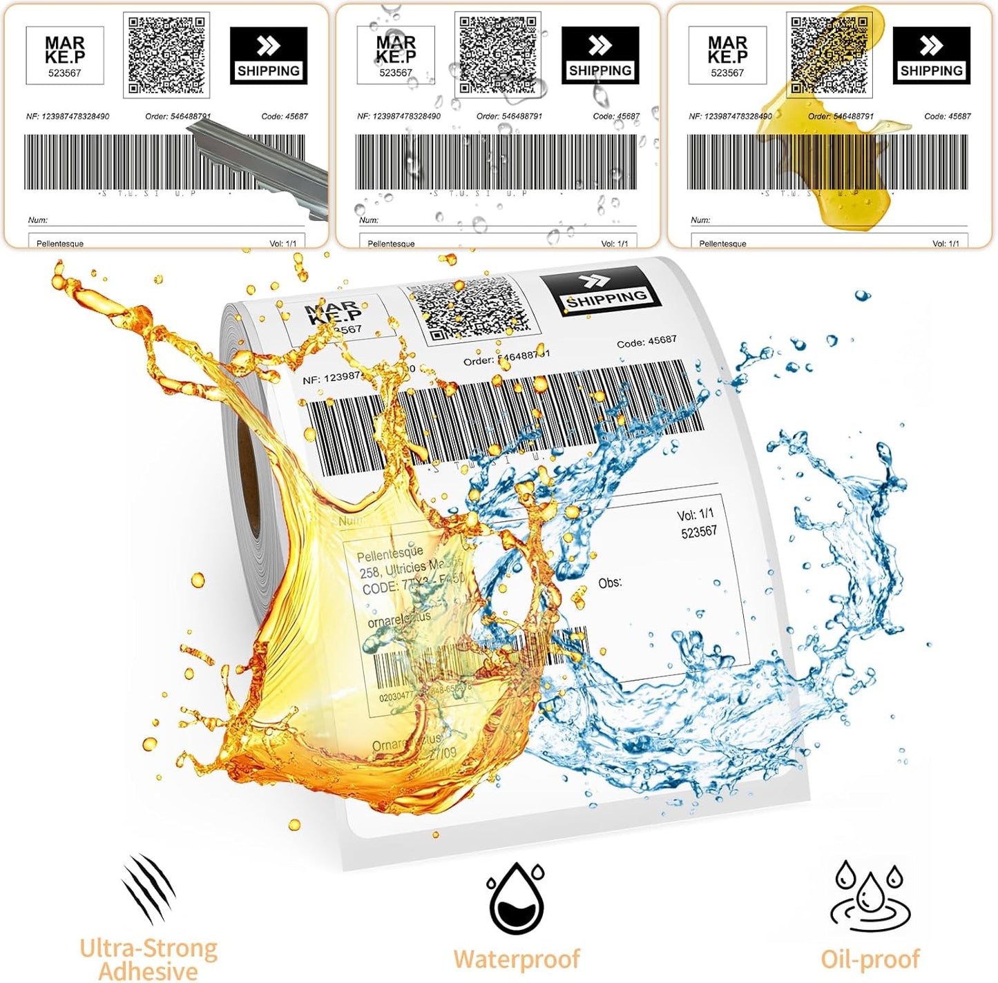 2 Rolls 4" x 6" Direct Thermal Printer Label, 250 Labels/Roll, Total 500 Thermal Shipping Labels, Strong Adhesive, Commercial Grade, Perforated, Compatible with Most Thermal Printers (NOT for DYMO)