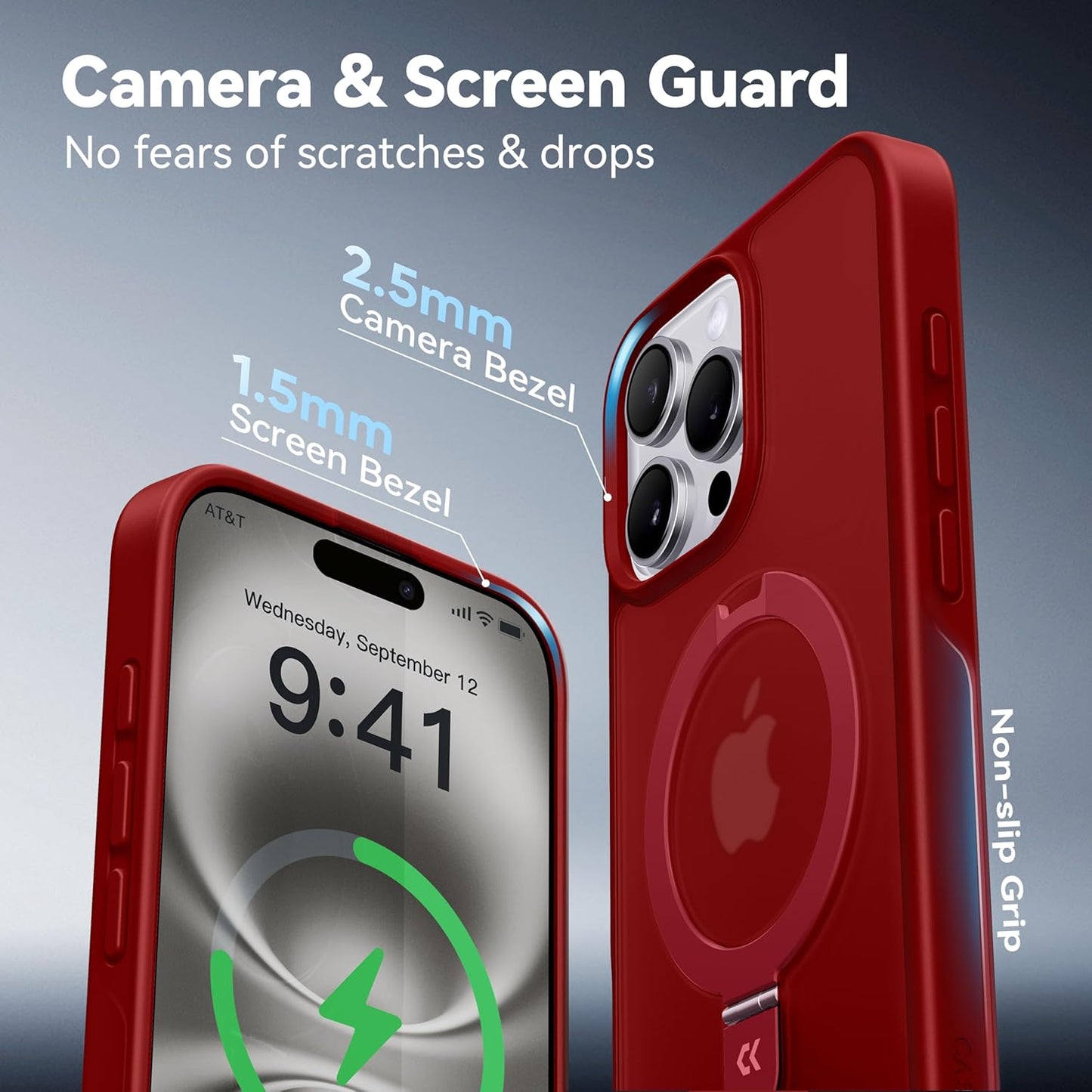 CASEKOO Designed for iPhone 16 Pro Max Case with Magnetic Invisible Stand [Military Drop Protection] [Compatible with MagSafe] Shockproof Slim Translucent Matte Promax Case 6.9 Inch, Red