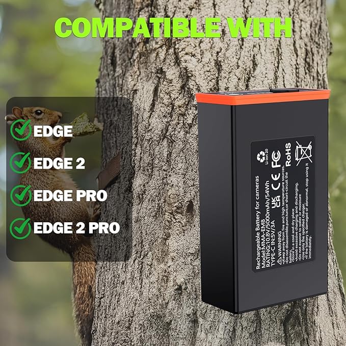 Power Mag Rechargeable Lithium Battery Pack - 2 Pack Upgrade 5000mAh Trail Camera Replacement Battery Pack, Compatible with Moultrie Edge, Edge PRO, Edge 2, Edge 2 PRO etc, Replace AA Batteries