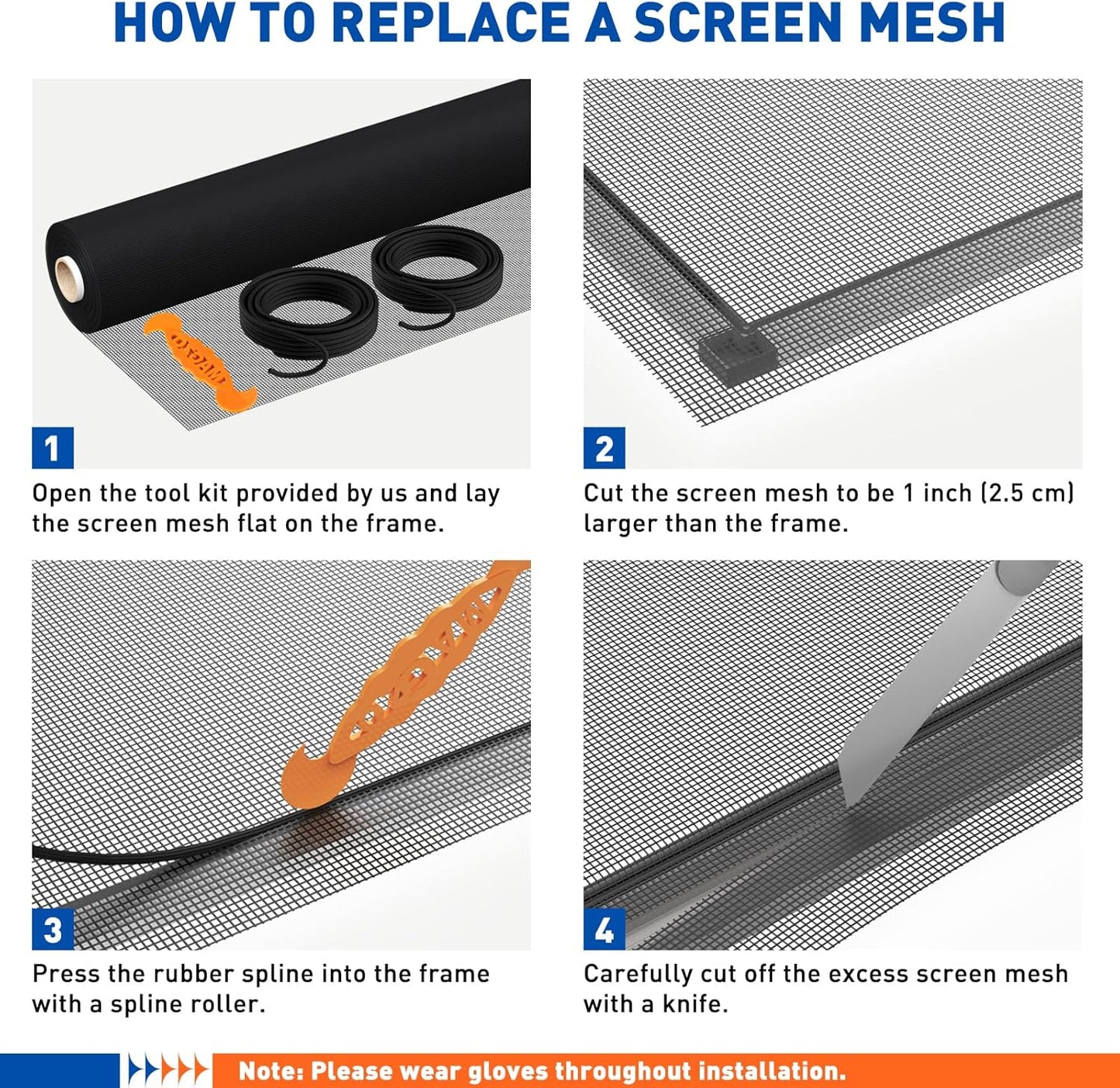 MAGZO High Density Window Screen Replacement Mesh Roll, 37.4in × 16.4ft High Definition Siftproof 32x28 Mesh Screen for Porch Doors Repair Kit, Ideal for Patio Windows, Sliding & DIY Projects
