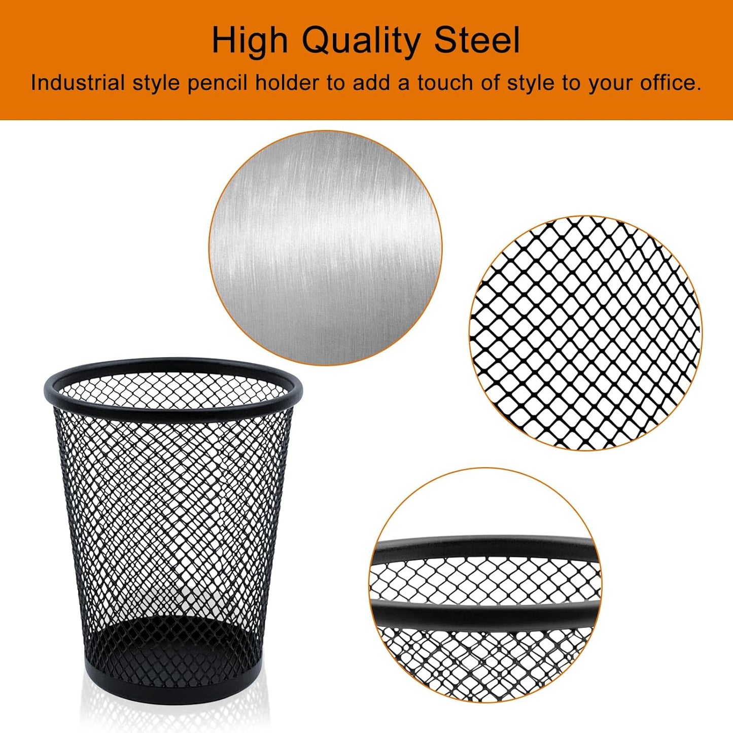Desk Pencil Pen Holder, Wire Mesh Pen Cup Holder for Desk Organizer and Office Desk Accessories (12 Pack)