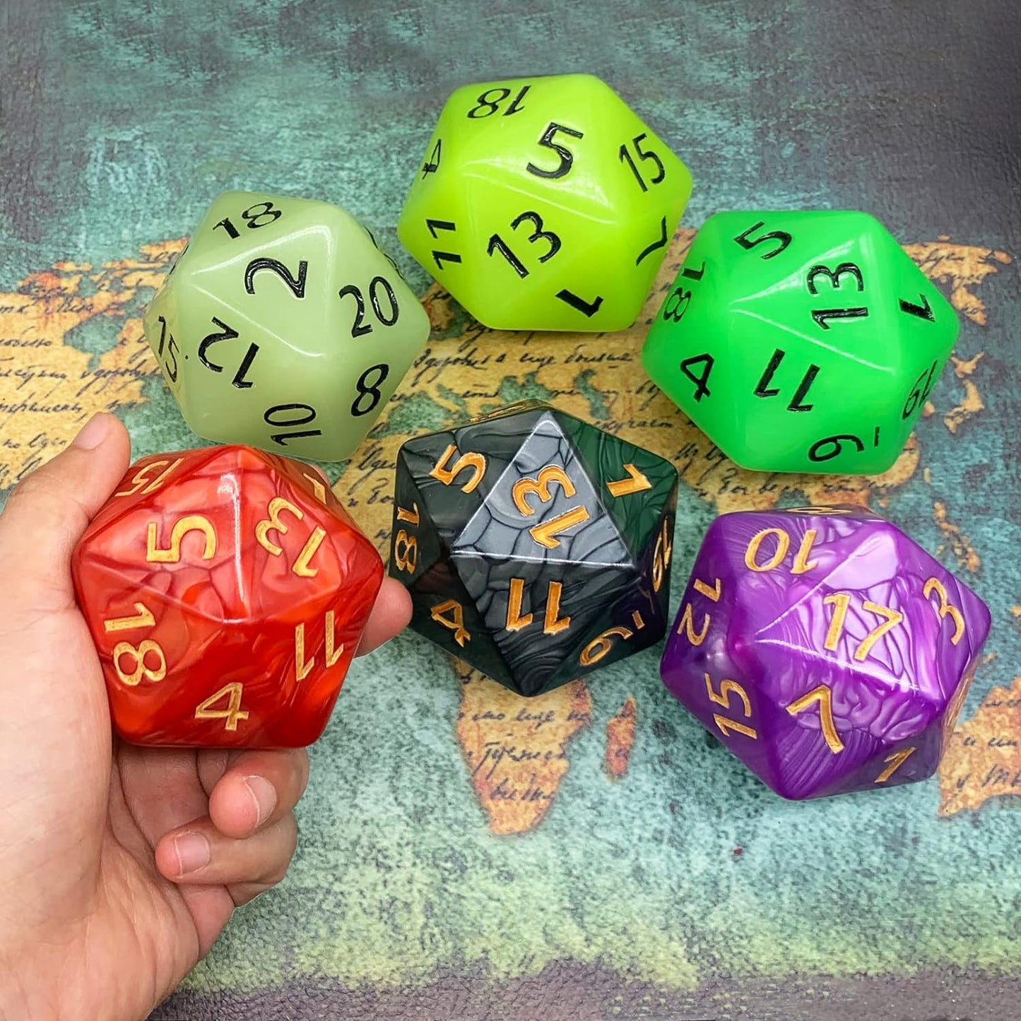 20 Sided DND Dice,D20 Giant Polyhedral Dice,55mm Titan Large Pearl Color D20 Dice,20 Sided Cube D&D Dice Set for Dungeons and Dragons, RPG, MTG Table Games(Black-Pearl Series)