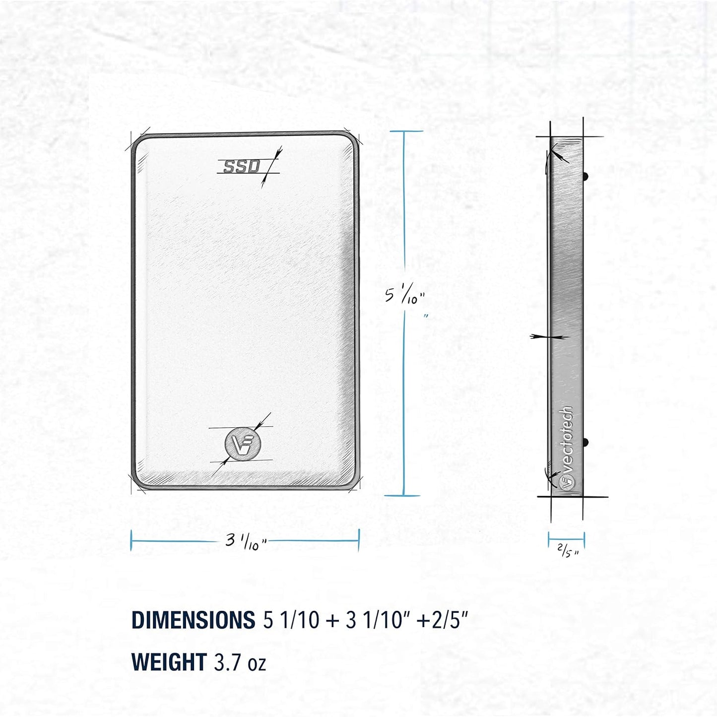 1TB External SSD USB-C Portable Solid State Drive (USB 3.1 Gen 2) | 3D NAND Flash | Rapid by VectoTech