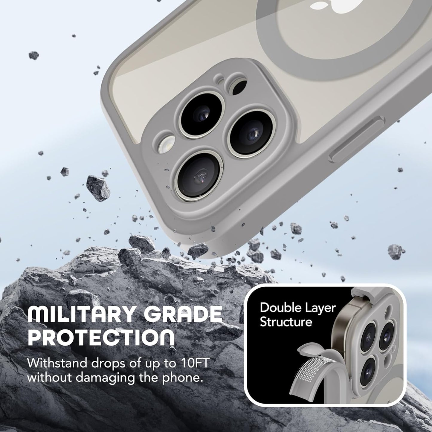 Magnetic for iPhone 15 Pro Max Case, Compatible with MagSafe, Built-in Privacy Screen Protector and Camera Protection, Anti Spy Full Body Dustproof Shockproof Hard Phone Case 6.7", Light Gray