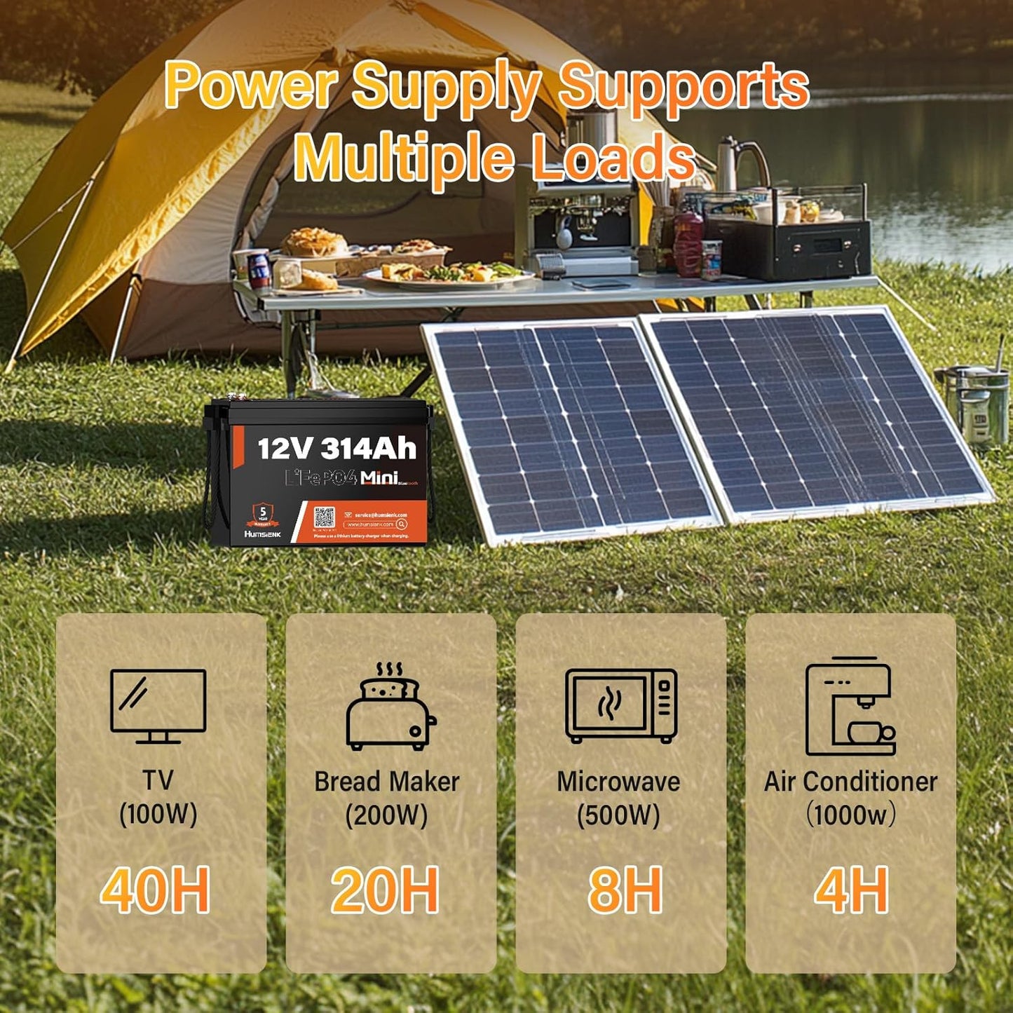 4 PCS Bluetooth 12V 314Ah LiFePO4 Lithium Battery MINI, Max. 4190Wh Energy, EV A+ Cells, Built-in 100A BMS, 15000 Deep Cycles Battery with Low-Temp Protection for RVs, Solar System, Off-Grid