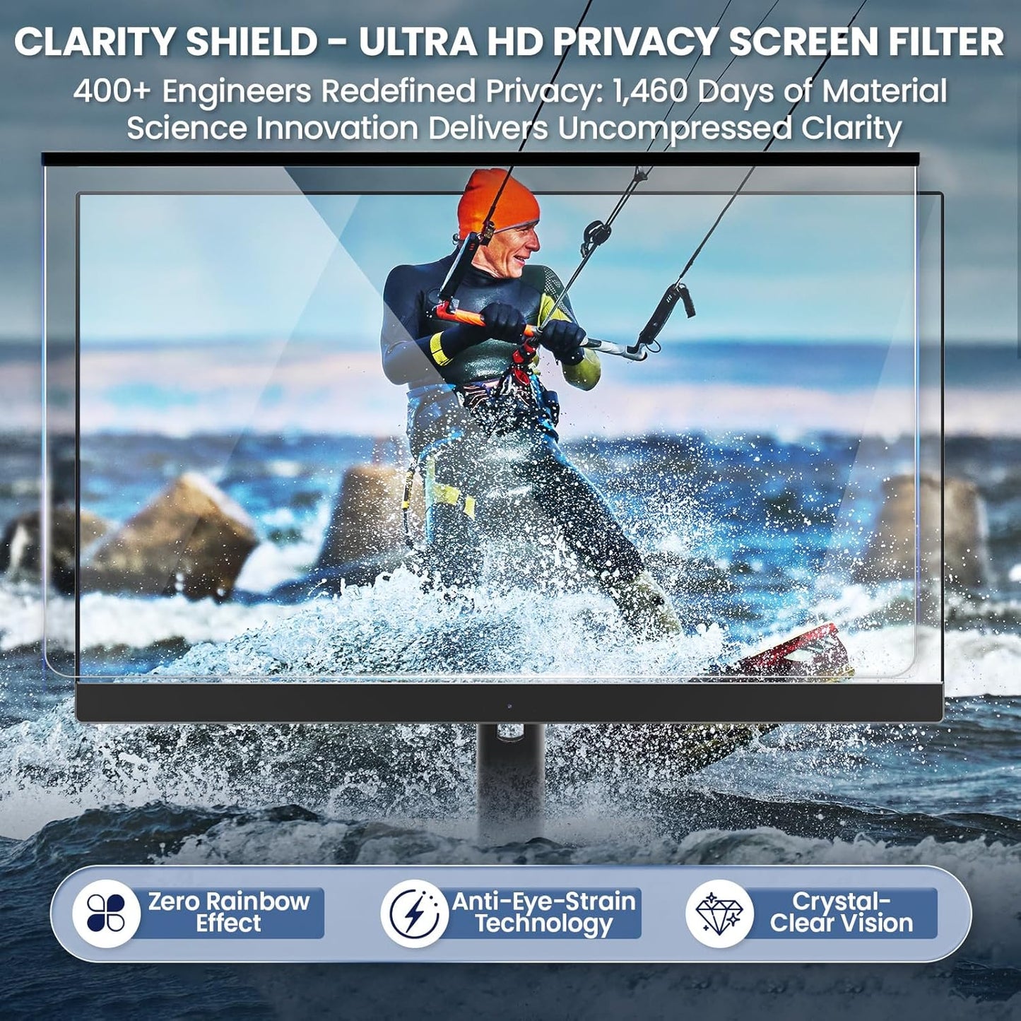 Magnetic 32 Inch Privacy Screen for Frameless Computer Monitor 16:9 Aspect Ratio,Hanging Blue Light Screen Protector Eye Protection Anti-Spy Shield, 32in Removable Privacy Filter
