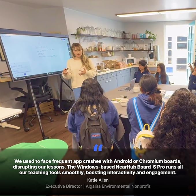 NearHub Board S Pro 55" Windows 11 Smart Interactive Whiteboard 4K UHD Touchscreen, 16GB RAM + 128GB Storage,Built-in 4K Camera+8 Mics+2 Speaker,Native Zoom Rooms & Microsoft Teams (Board+Wall Mount)