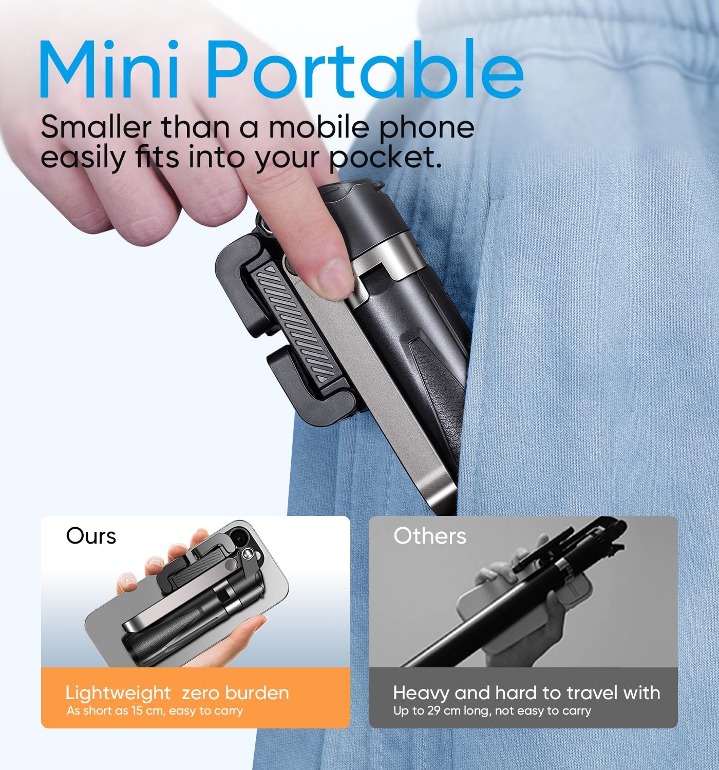MAGIC JOHN Phone Tripod, Portable Selfie Stick, Pocket Size Selfie Stick for iPhone, Tripod for Phone with Wireless Detachable Remote Control for Photograph, Live Streaming, Video Recording