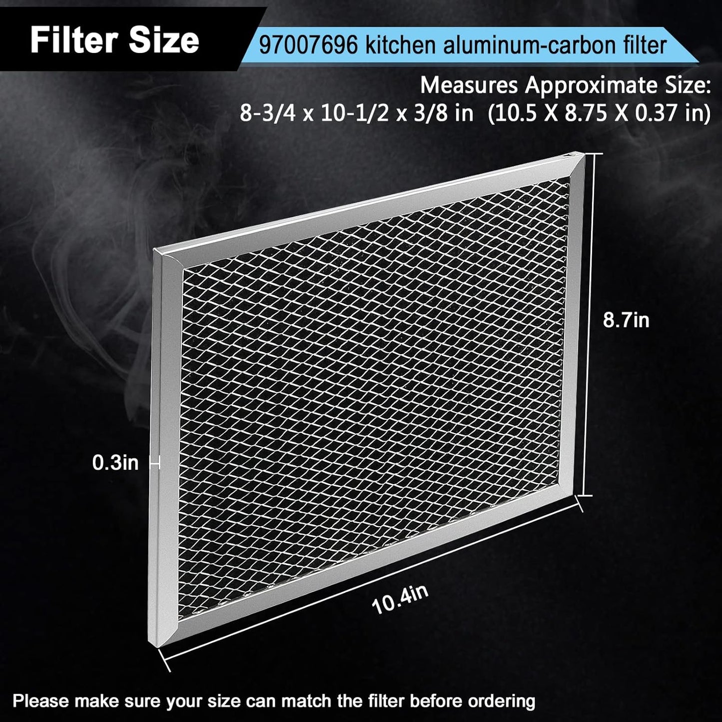 97007696 Charcoal Filter Replacement for Range Hood 41F Grease Filter 6105c 8-3/4" x 10-1/2" Aluminum Mesh Charcoal Carbon Filter Compatible with Most Brand Stove Vents -3 PACKS by Fetechmate
