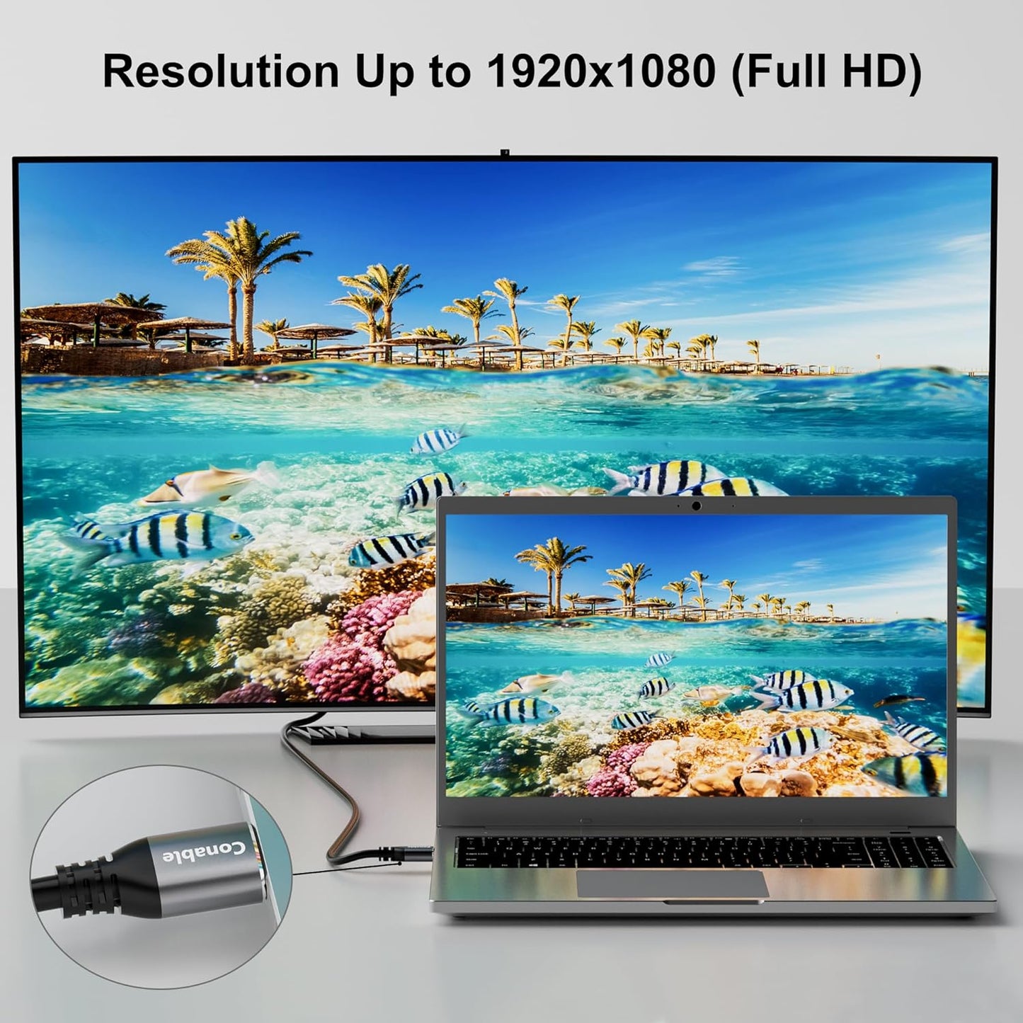 HDMI to VGA Cable 15 FT, Uni-Directional HDMI (Source) to VGA (Display) Cable, Black Male to Male Cord, Gold-plated Connectors, Aluminum Shells, for PC, Desktop, Laptop, Monitor, Projector, HDTV, Xbox