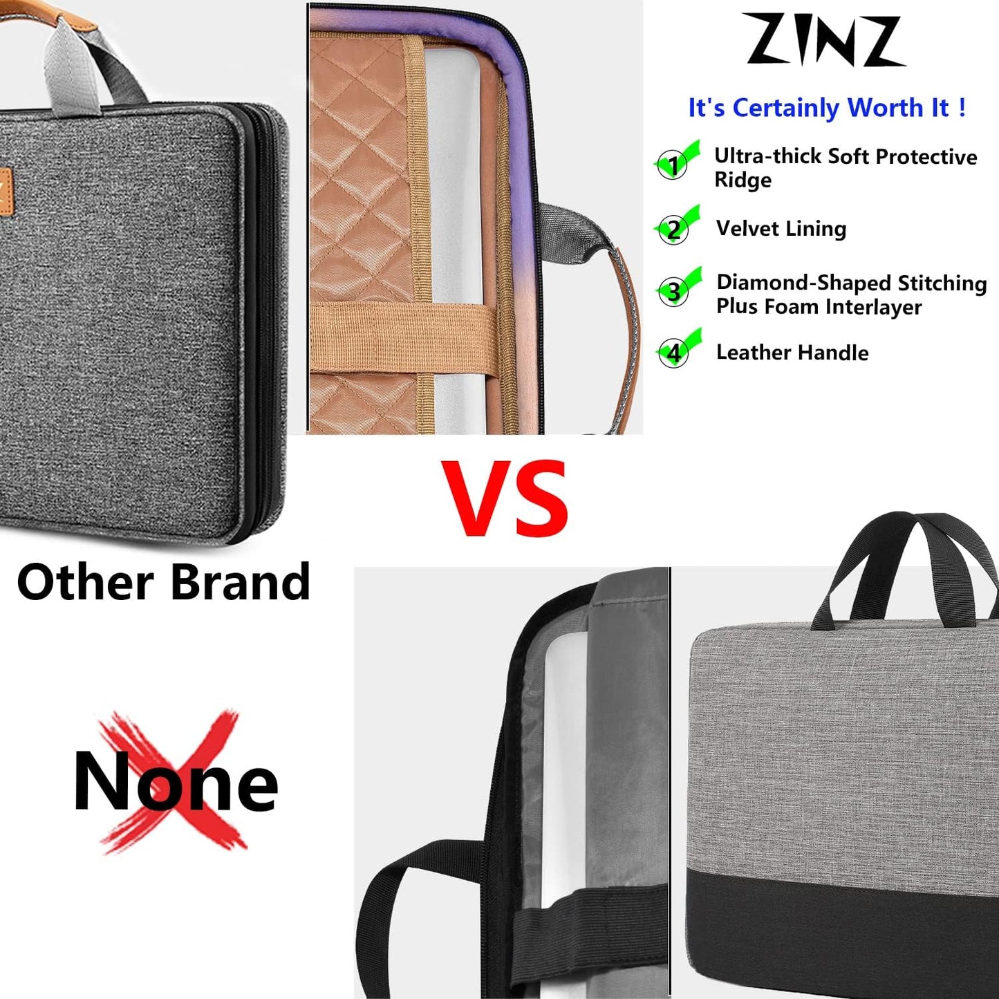 ZINZ Slim Expandable Laptop Case 15.6 Inch Sleeve Upgraded Protective Durable Recycled Carrying Case Compatible with MacBook 15" & 16" and Most 15" 15.6" 16" Notebook,D01G03
