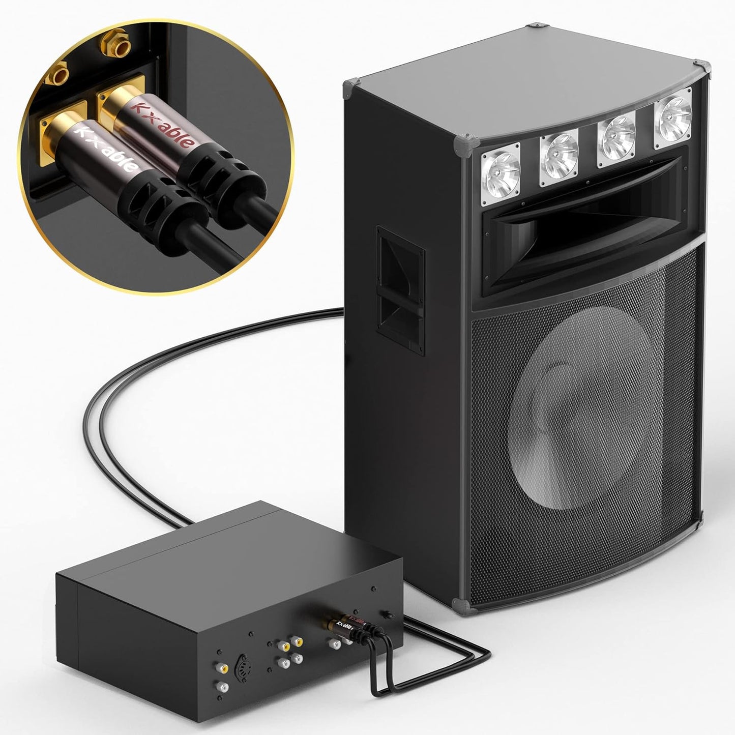 RCA Cable 4FT, 2RCA Male to 2RCA Male Stereo Audio Cable,【Oxygen-Free Copper, Hi-Fi Sound, Double Shielded】 2 RCA Car Audio Subwoofer Cord for Home Theater, HDTV, Amplifier, Hi-Fi System, Speaker