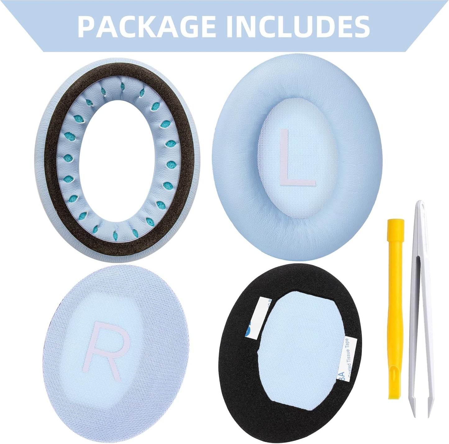Replacement Ear Pads for Bose QuietComfort 45 (QC45)/QuietComfort SE (QC SE)/New QuietComfort Wireless Over Ear Headphones, Earpads Cushions with Softer Leather and Thicker Memory Foam