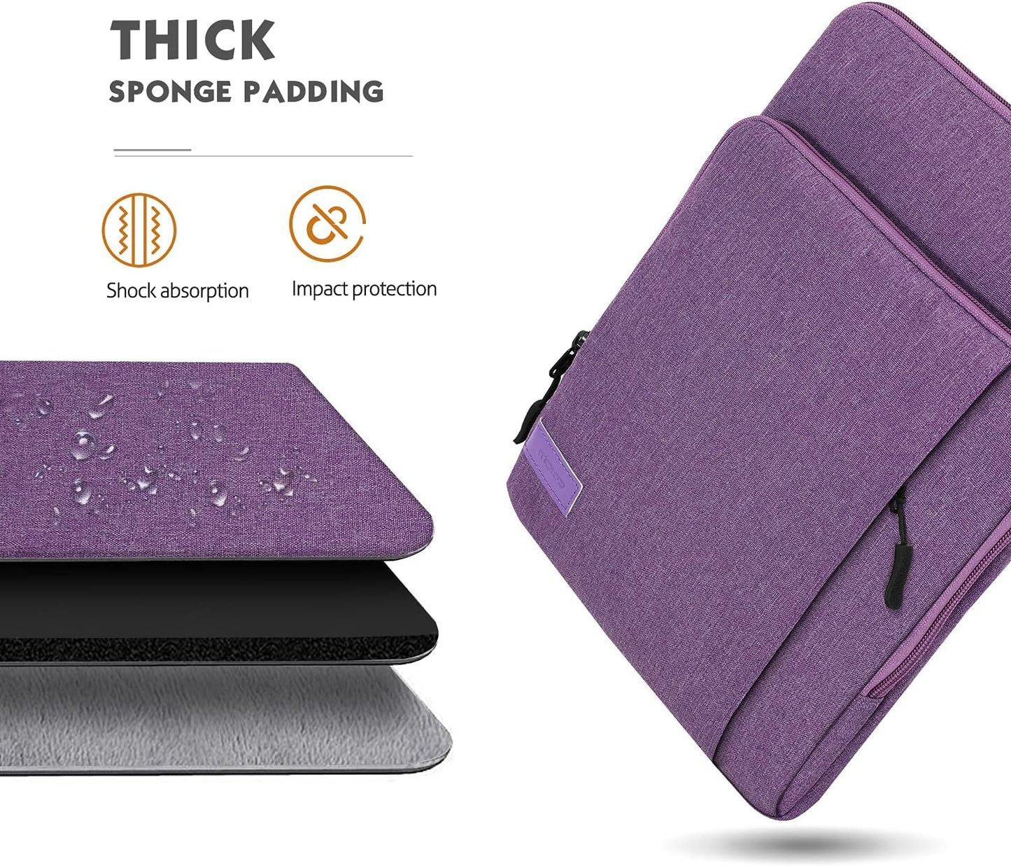 MoKo Laptop Sleeve Bag for 13.3-14 Inch, Notebook Carrying Case with Pocket Fits New MacBook Pro M3/M2 14" /13" M2/M1 Pro/M1 Max 14.2 2023-2021/Air 13.6" M2 2022, Surface Pro 9/8 13", Purple