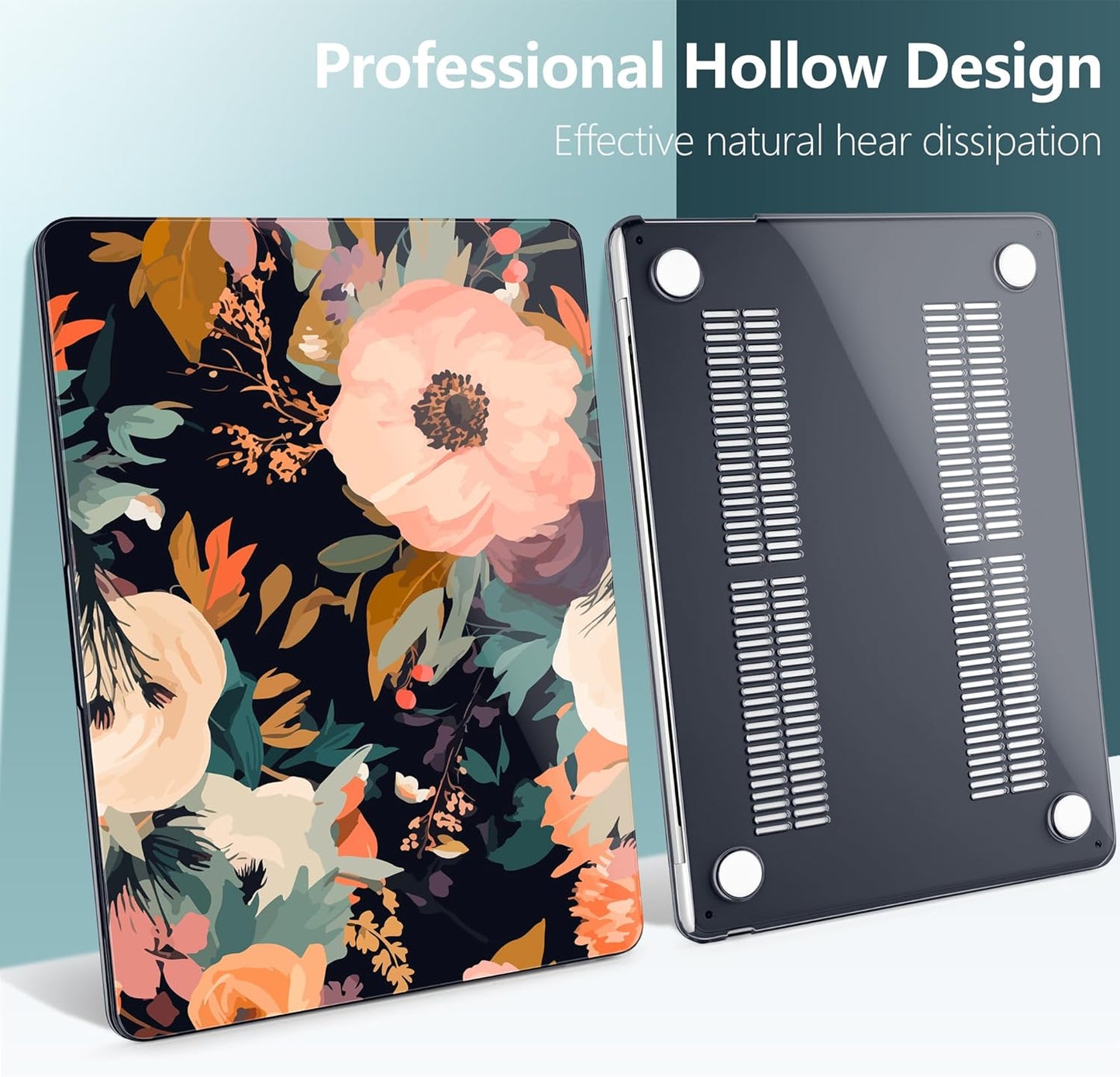 TWOLSKOO Compatible with M4 MacBook Air 15 inch Case 2025-2023 Released Model M4 A3241 M3 A3114 M2 A2941, Plastic Hard Shell & Screen Protector & Keyboard Cover &Type C Adapter, Bright Abstract Flower